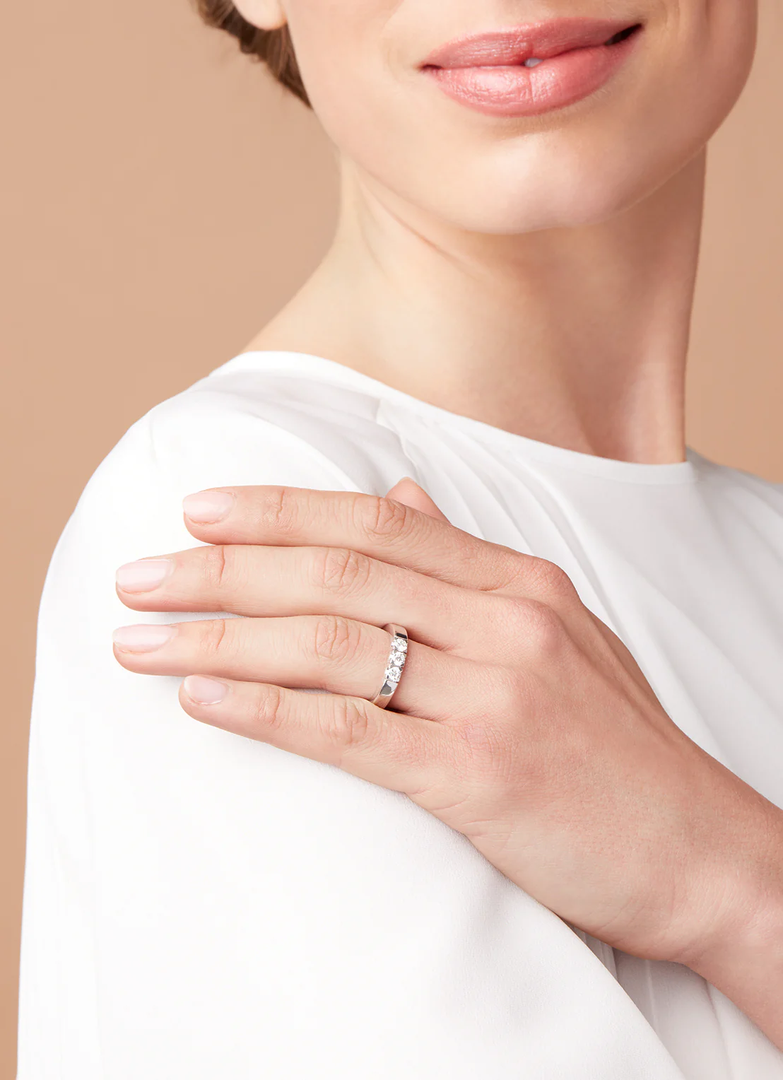 Witgouden alliance ring, 0.39 ct diamant, Groeibriljant - Image 2