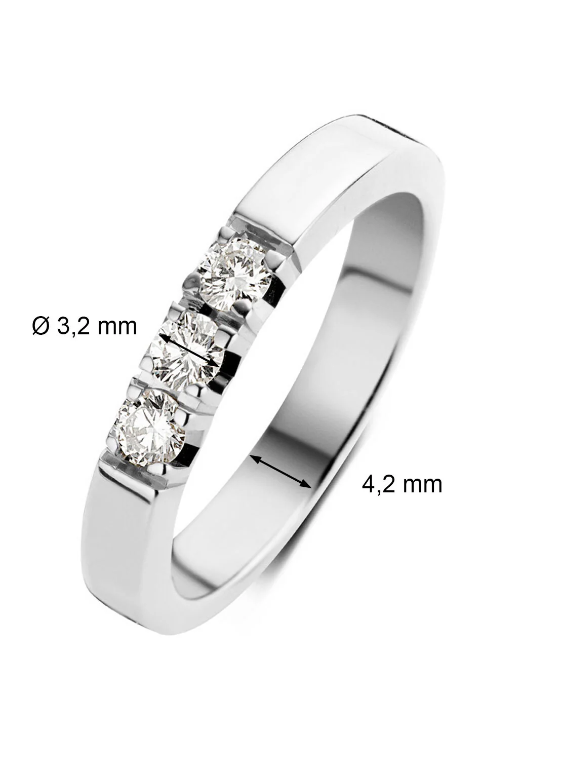 Witgouden alliance ring, 0.39 ct diamant, Groeibriljant - Image 3