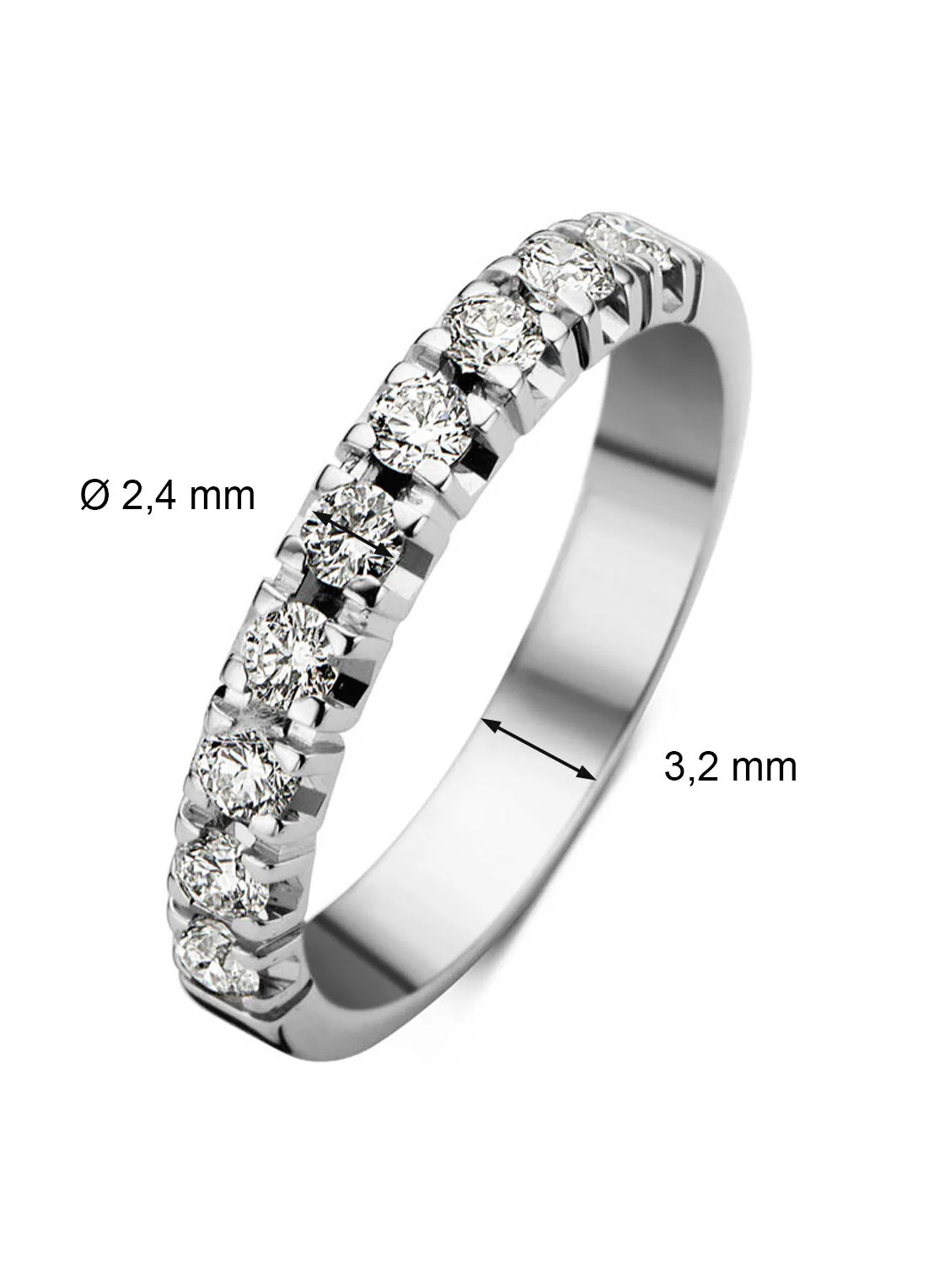 Witgouden alliance ring, 0.45 ct diamant, Groeibriljant - Image 2