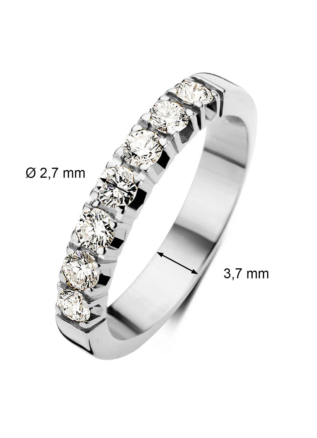Witgouden alliance ring, 0.49 ct diamant, Groeibriljant - Image 2