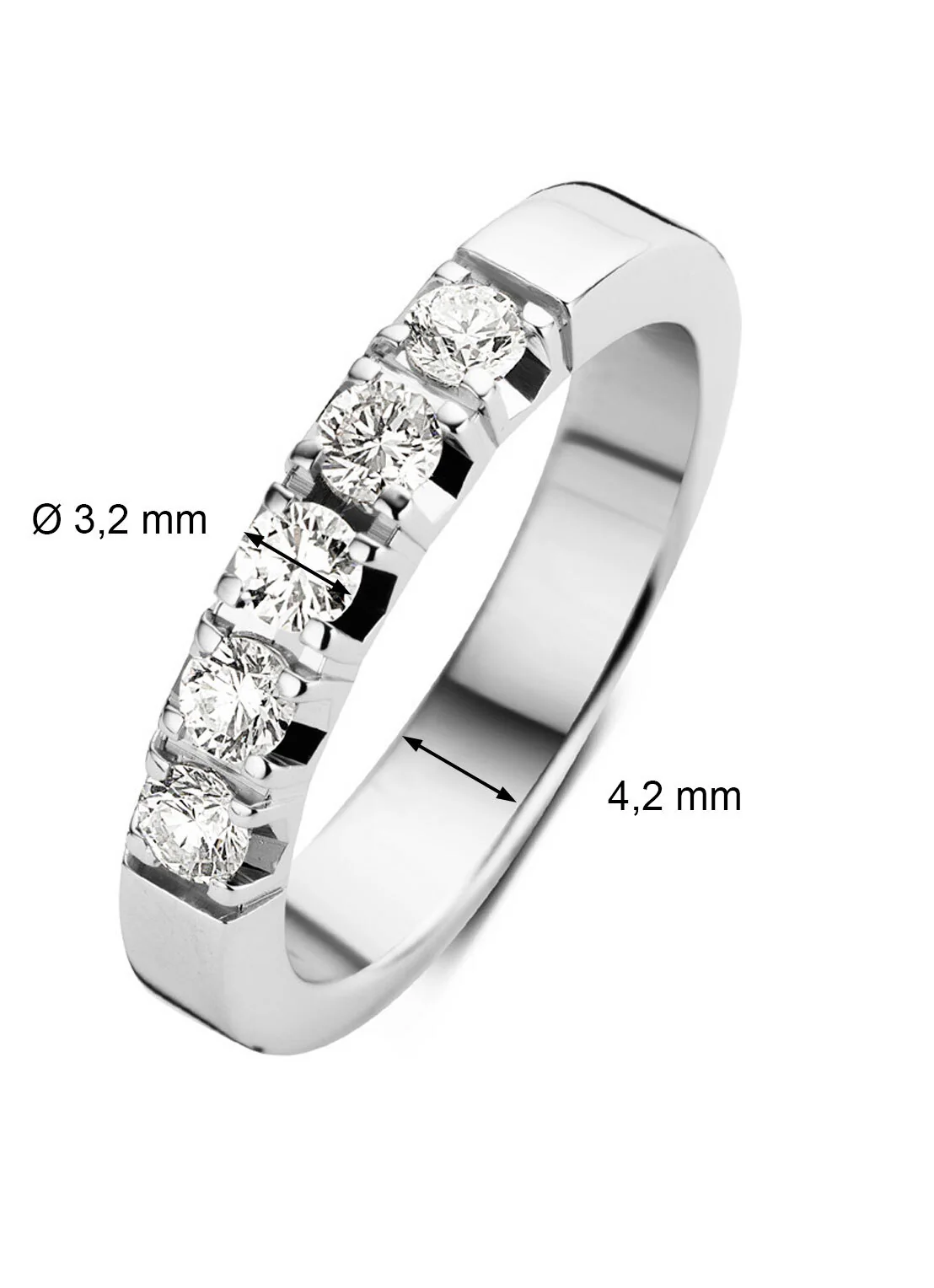 Witgouden alliance ring, 0.65 ct diamant, Groeibriljant - Image 3