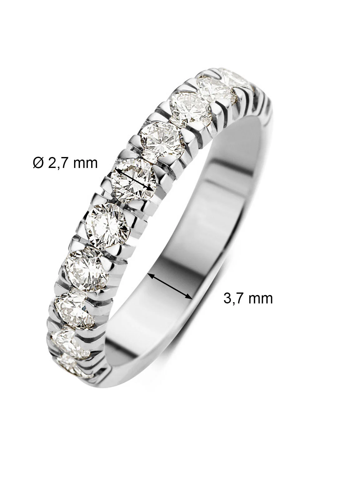 Witgouden alliance ring, 0.77 ct diamant, Groeibriljant - Image 3