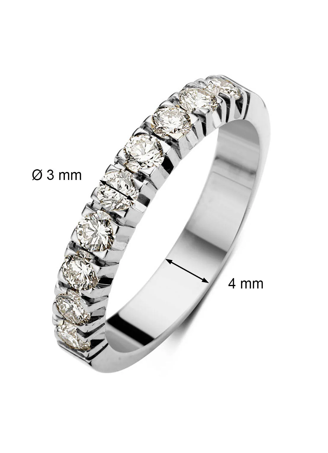 Witgouden alliance ring, 0.90 ct diamant, Groeibriljant - Image 2