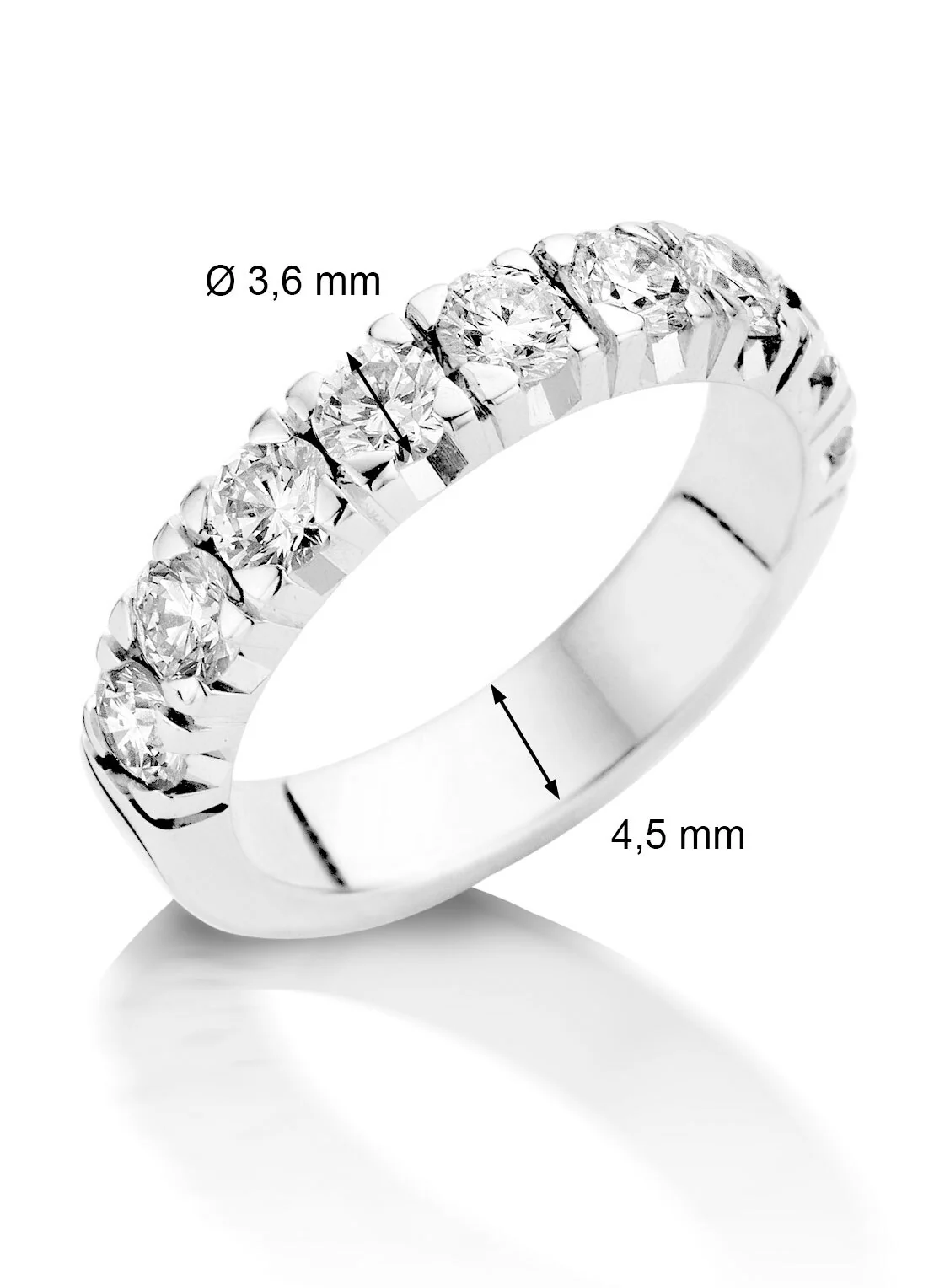 Witgouden alliance ring, 1.44 ct diamant, Groeibriljant - Image 3