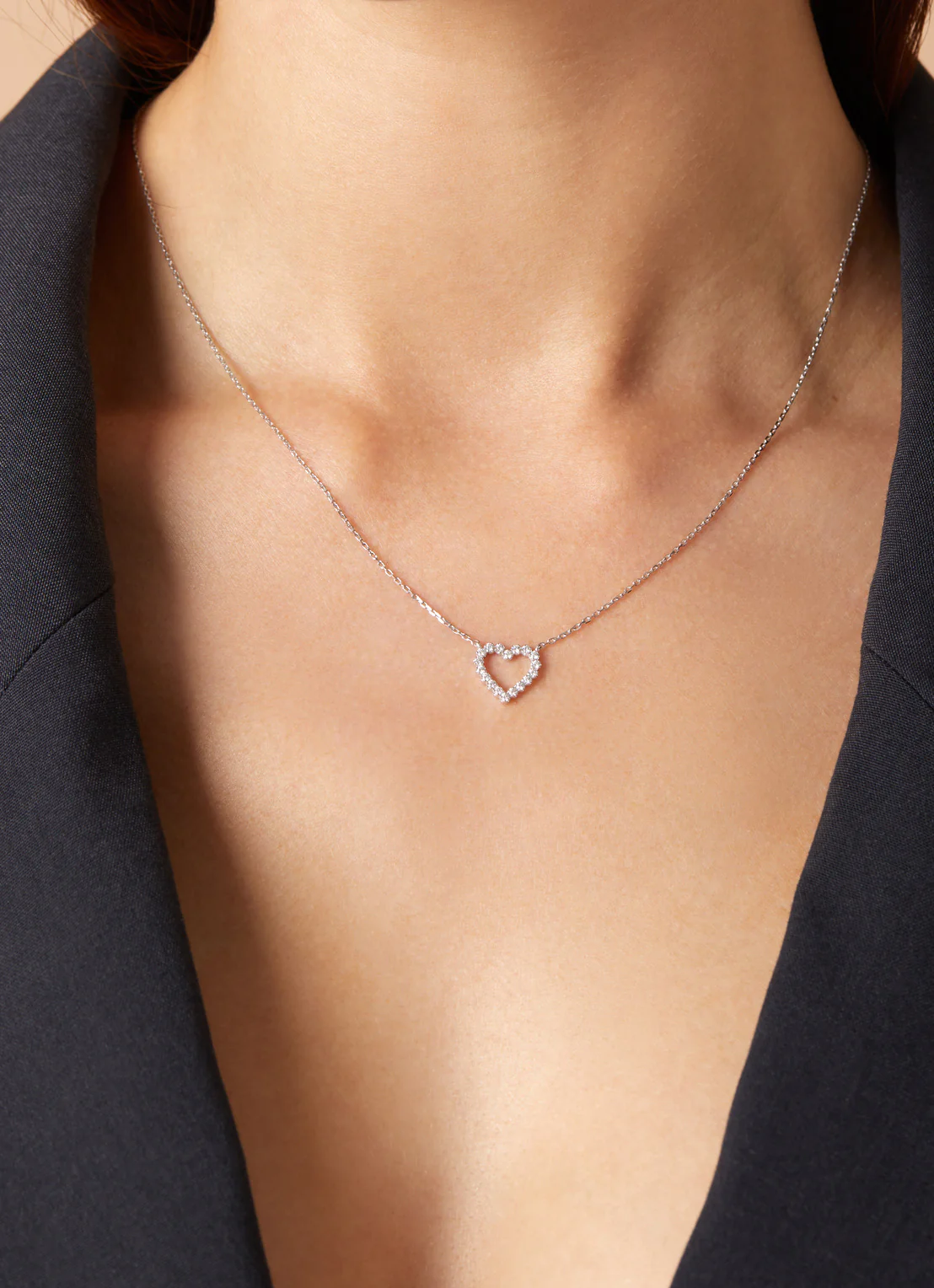 Witgouden collier, 0.25 ct diamant, Hearts & Arrows - Image 3