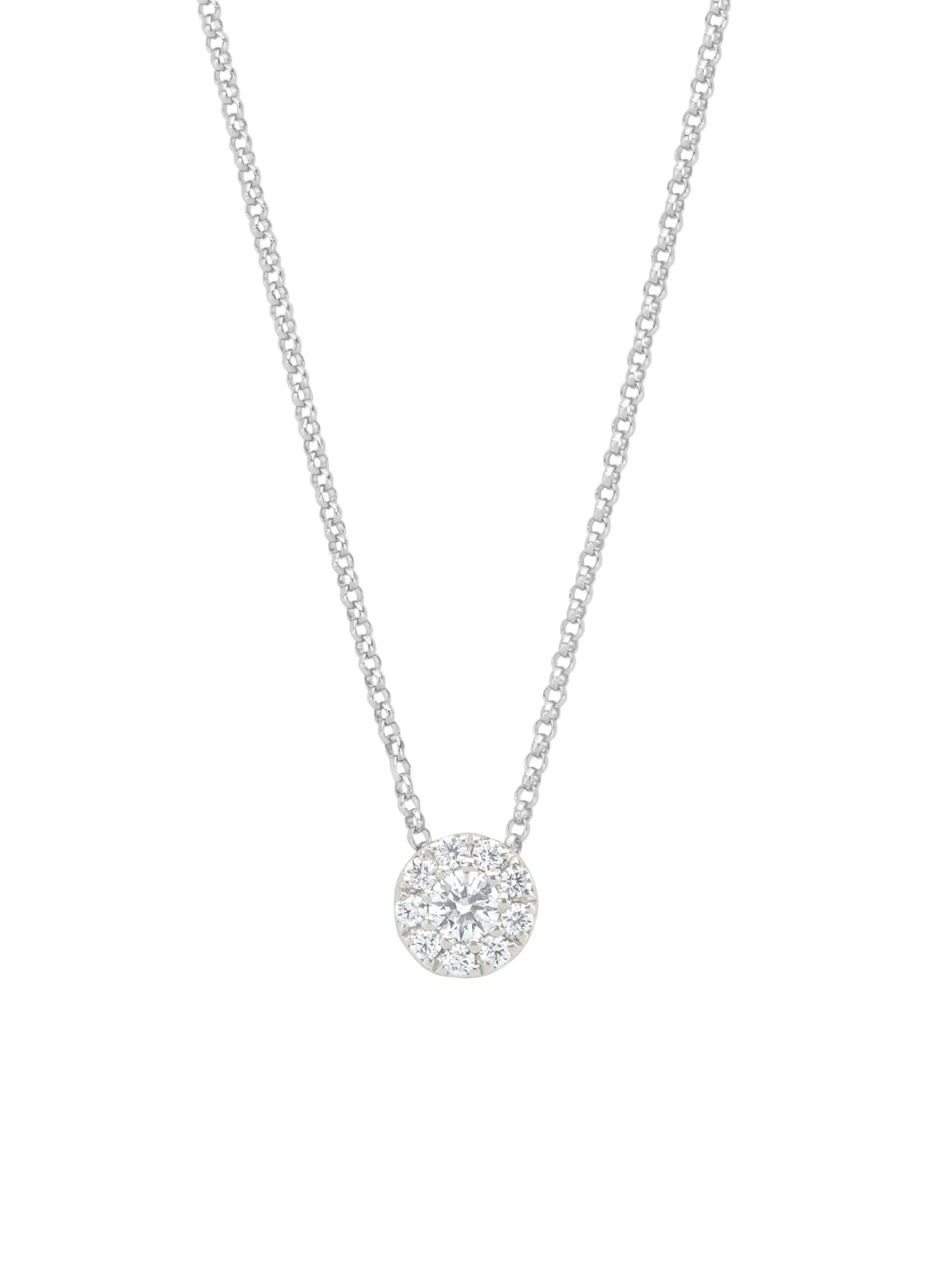 Witgouden collier, 0.21 ct diamant, Hearts & Arrows