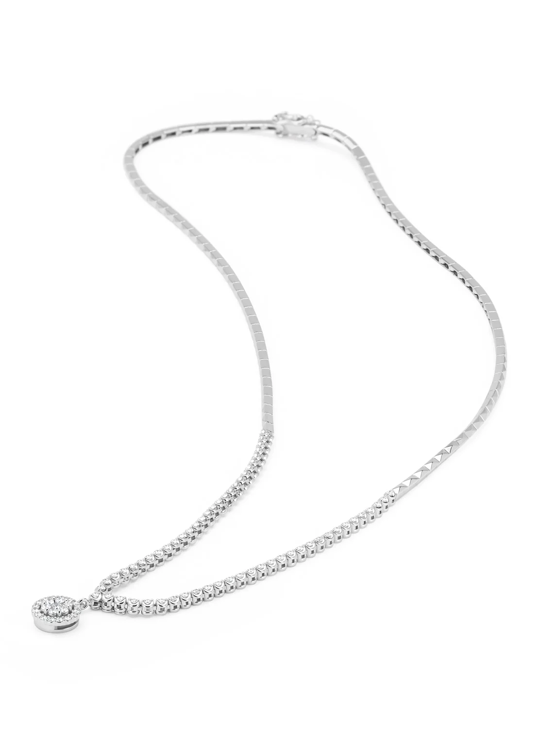 Witgouden collier, 0.68 ct diamant, Caviar - Image 3
