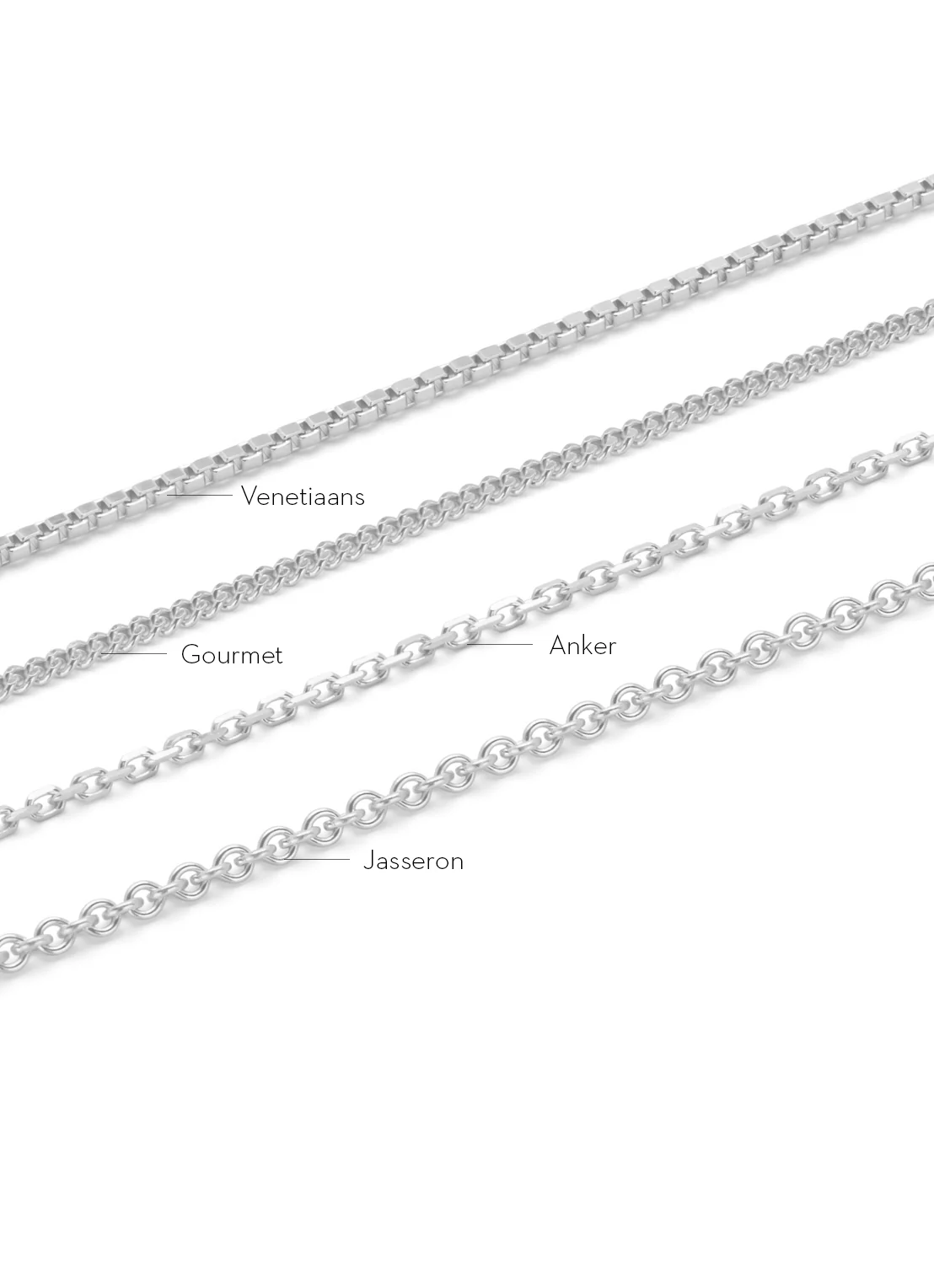 Witgouden jasseron lengtecollier Timeless Treasures 45cm - Image 4