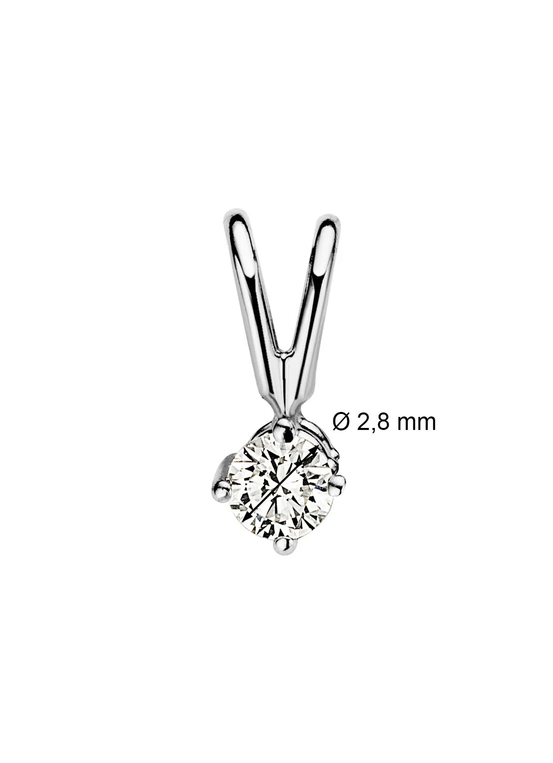 Witgouden hanger, 0.08 ct diamant, Groeibriljant - Image 2