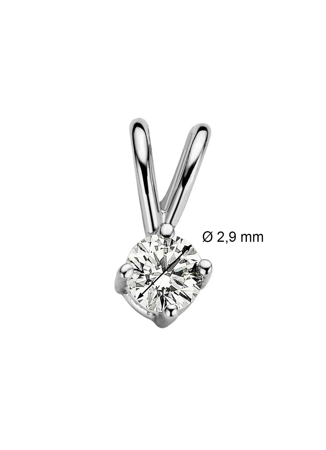 Witgouden hanger, 0.09 ct diamant, Groeibriljant - Image 4