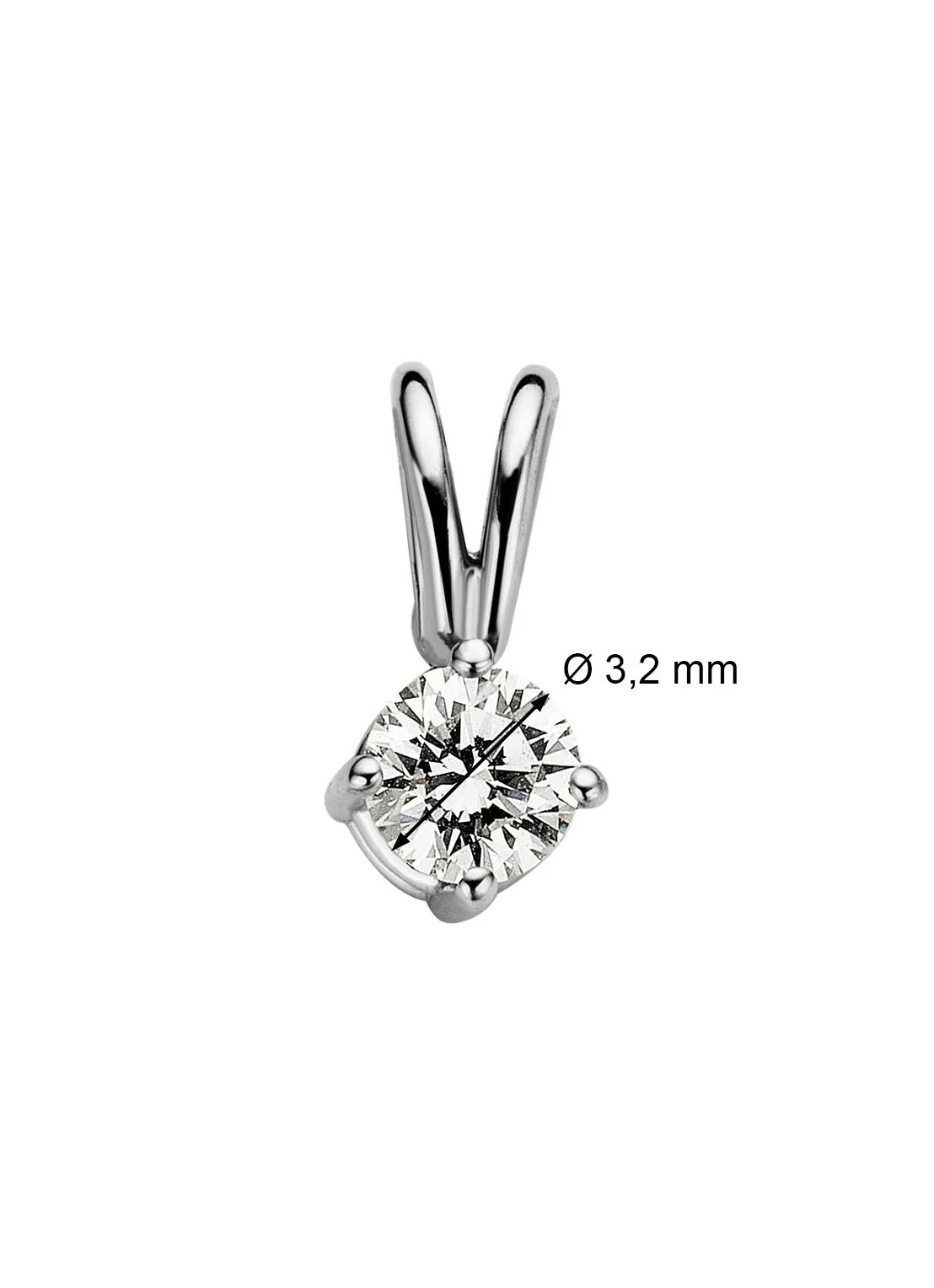 Witgouden hanger, 0.13 ct diamant, Groeibriljant - Image 2