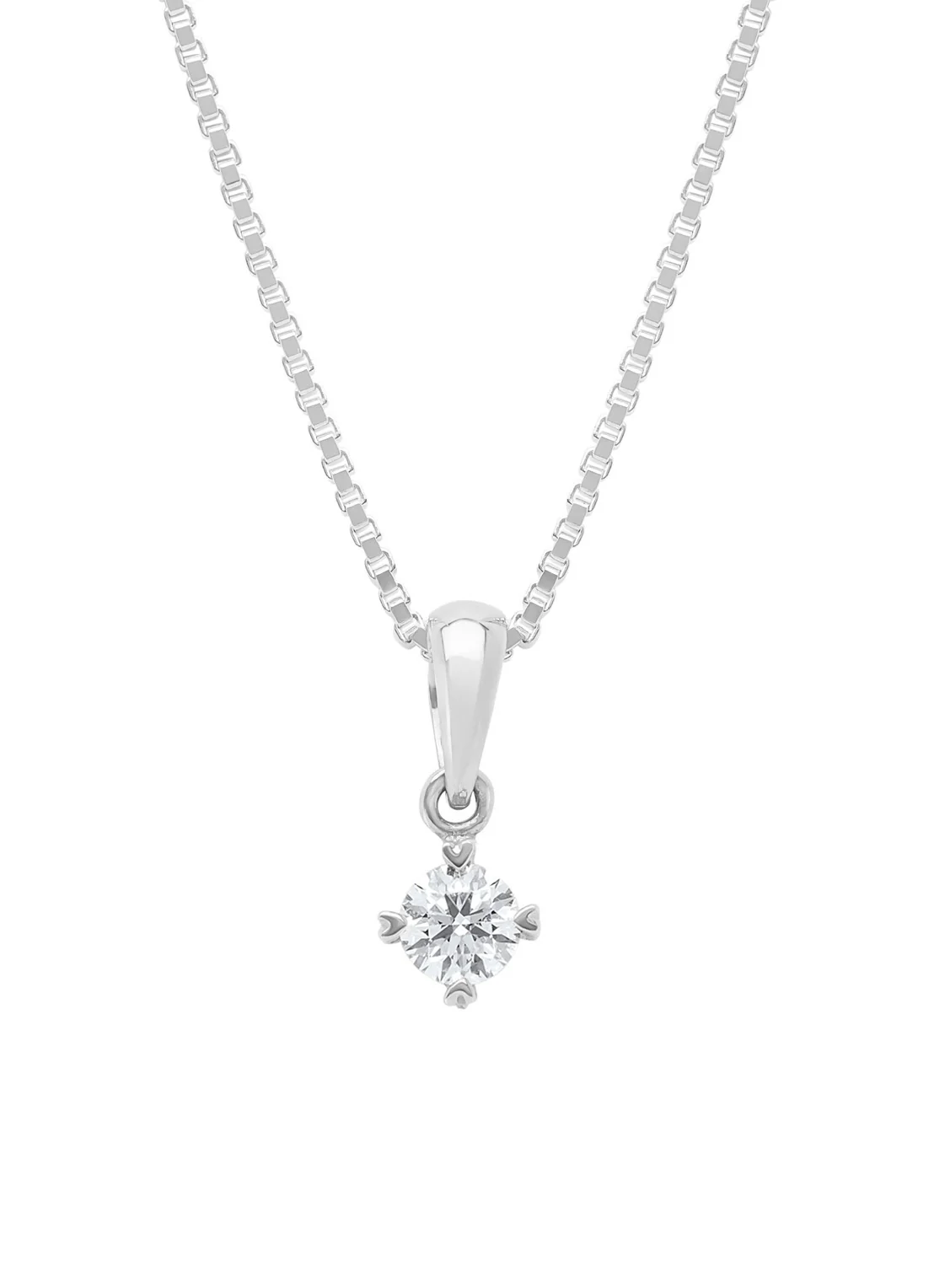 Witgouden hanger, 0.16 ct diamant, Hearts & Arrows