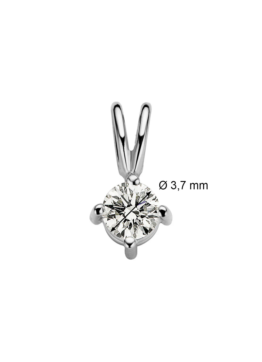 Witgouden hanger, 0.18 ct diamant, Groeibriljant - Image 3