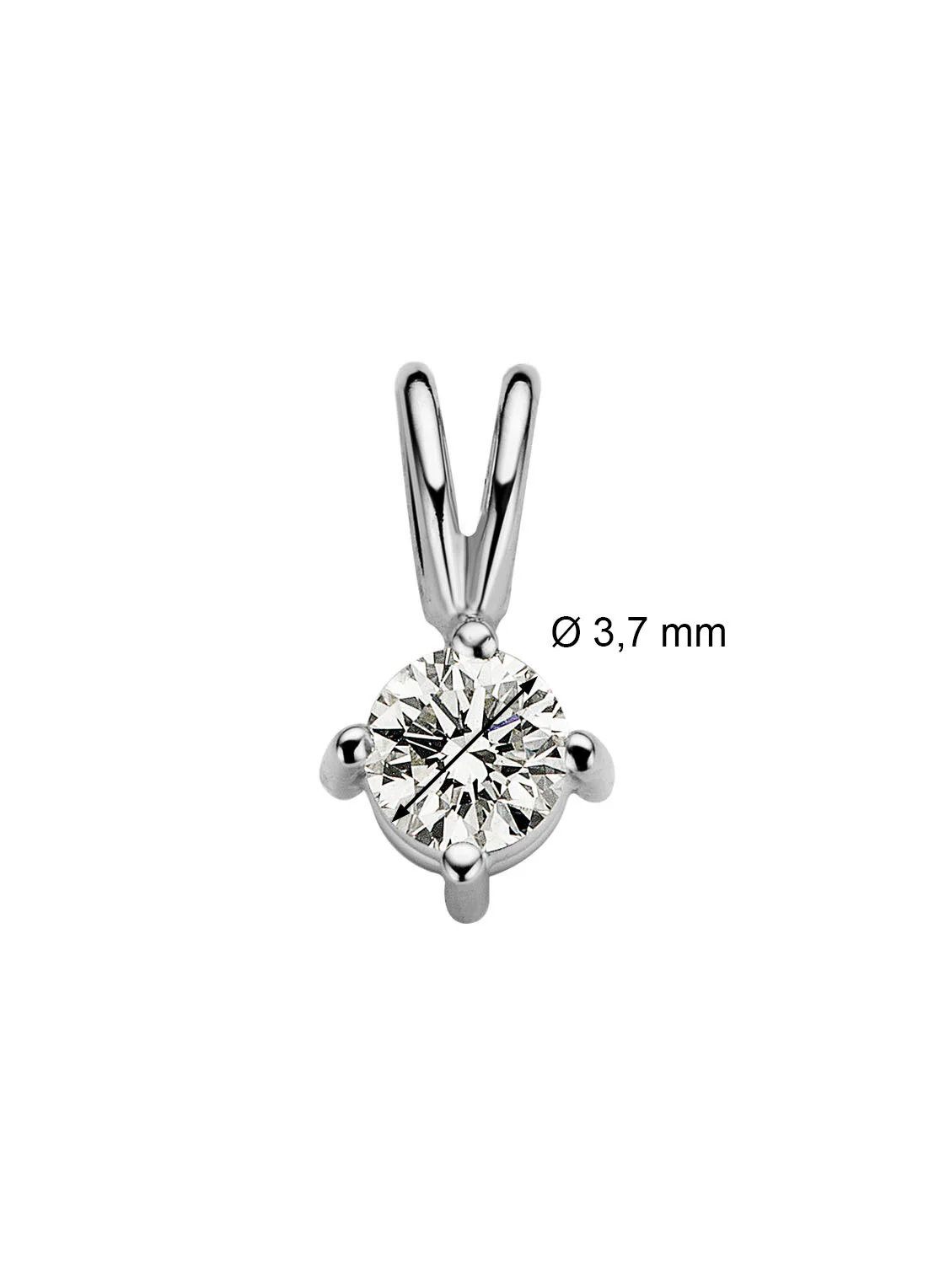 Witgouden hanger, 0.19 ct diamant, Groeibriljant - Image 2