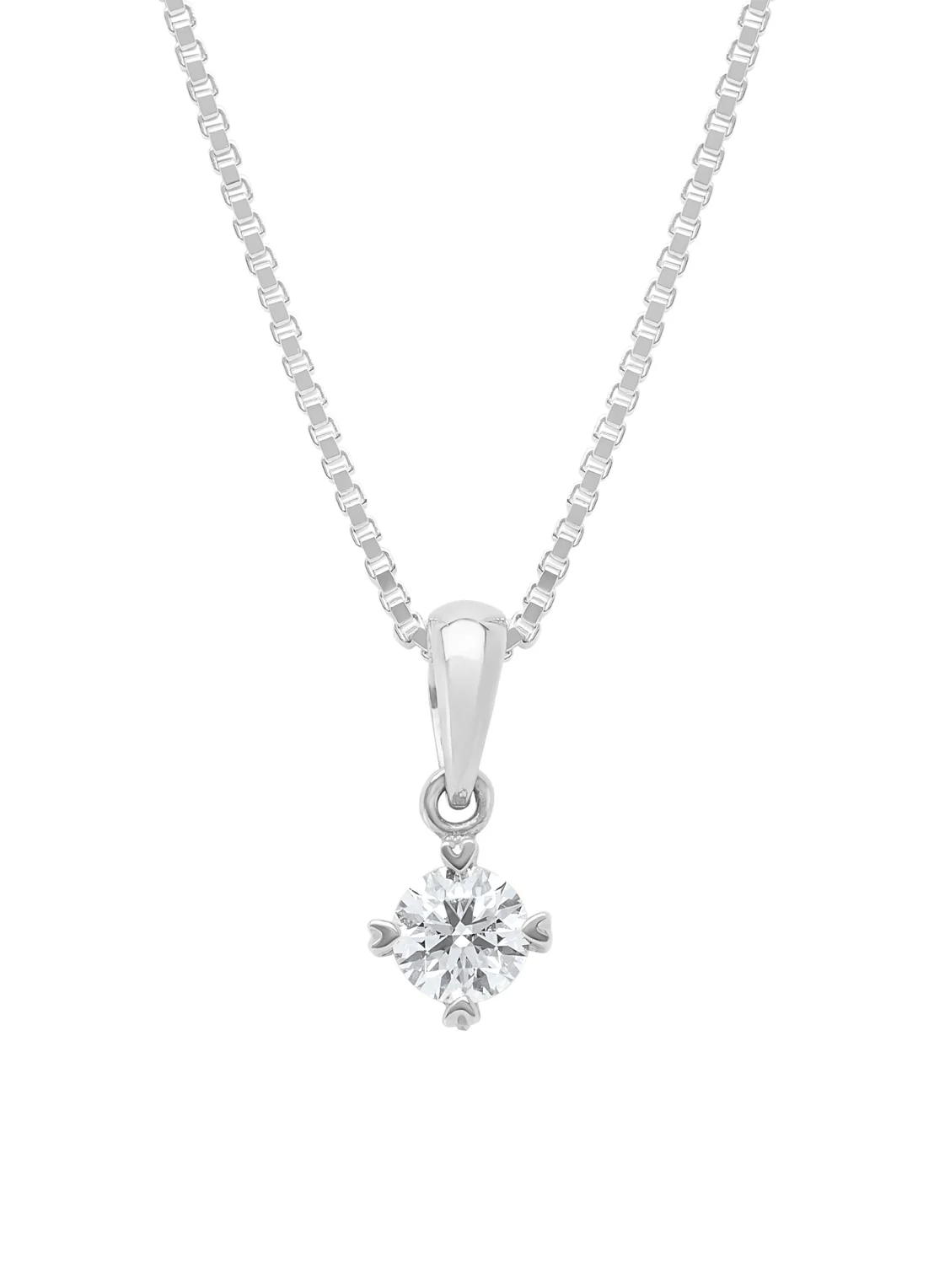 Witgouden hanger, 0.20 ct diamant, Hearts & Arrows
