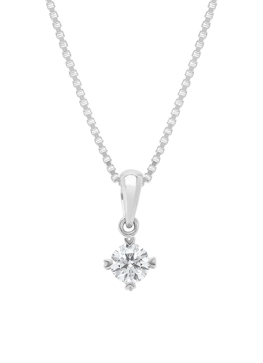 Witgouden hanger, 0.25 ct diamant, Hearts & Arrows