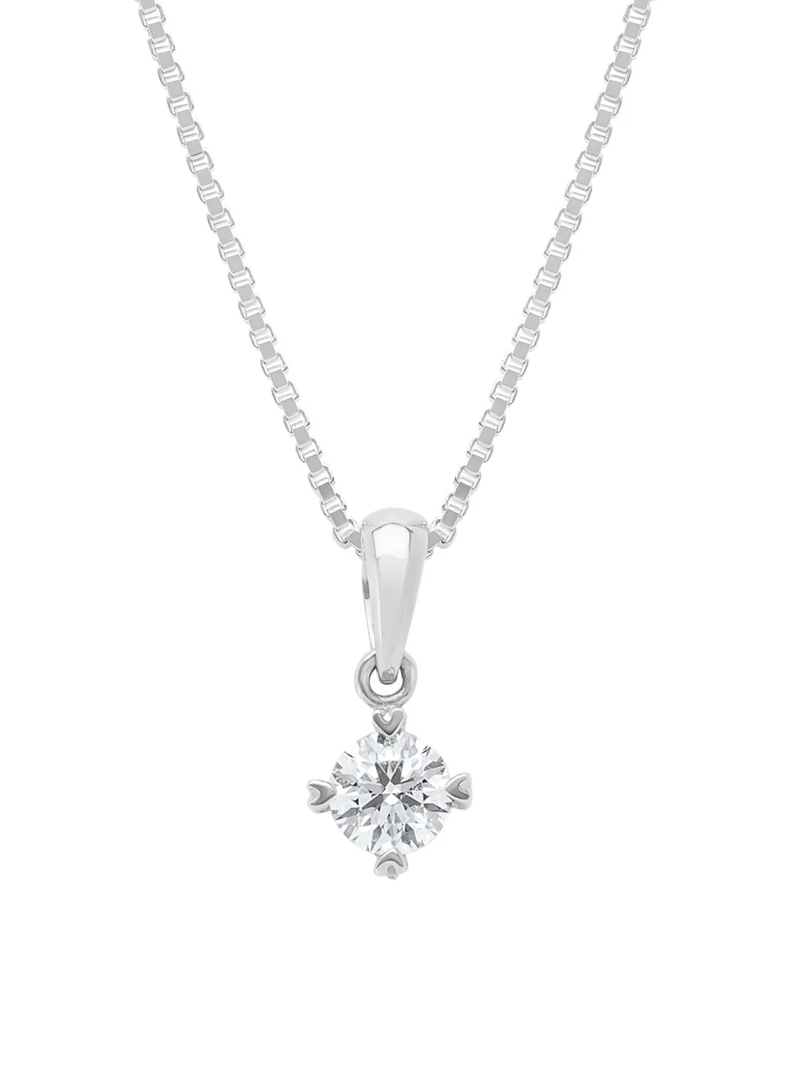 Witgouden hanger, 0.30 ct diamant, Hearts & Arrows