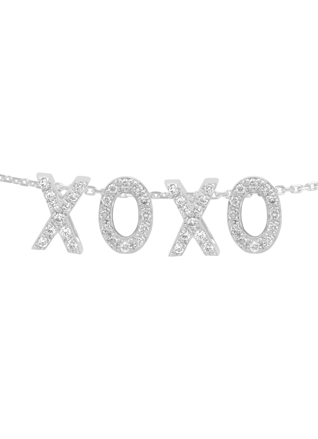 Witgouden hanger O, 0.05 ct diamant, Alphabet - Image 4