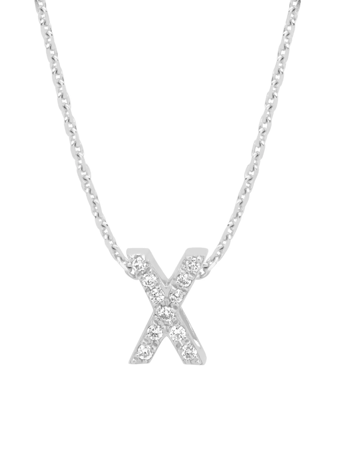 Witgouden hanger X, 0.05 ct diamant, Alphabet