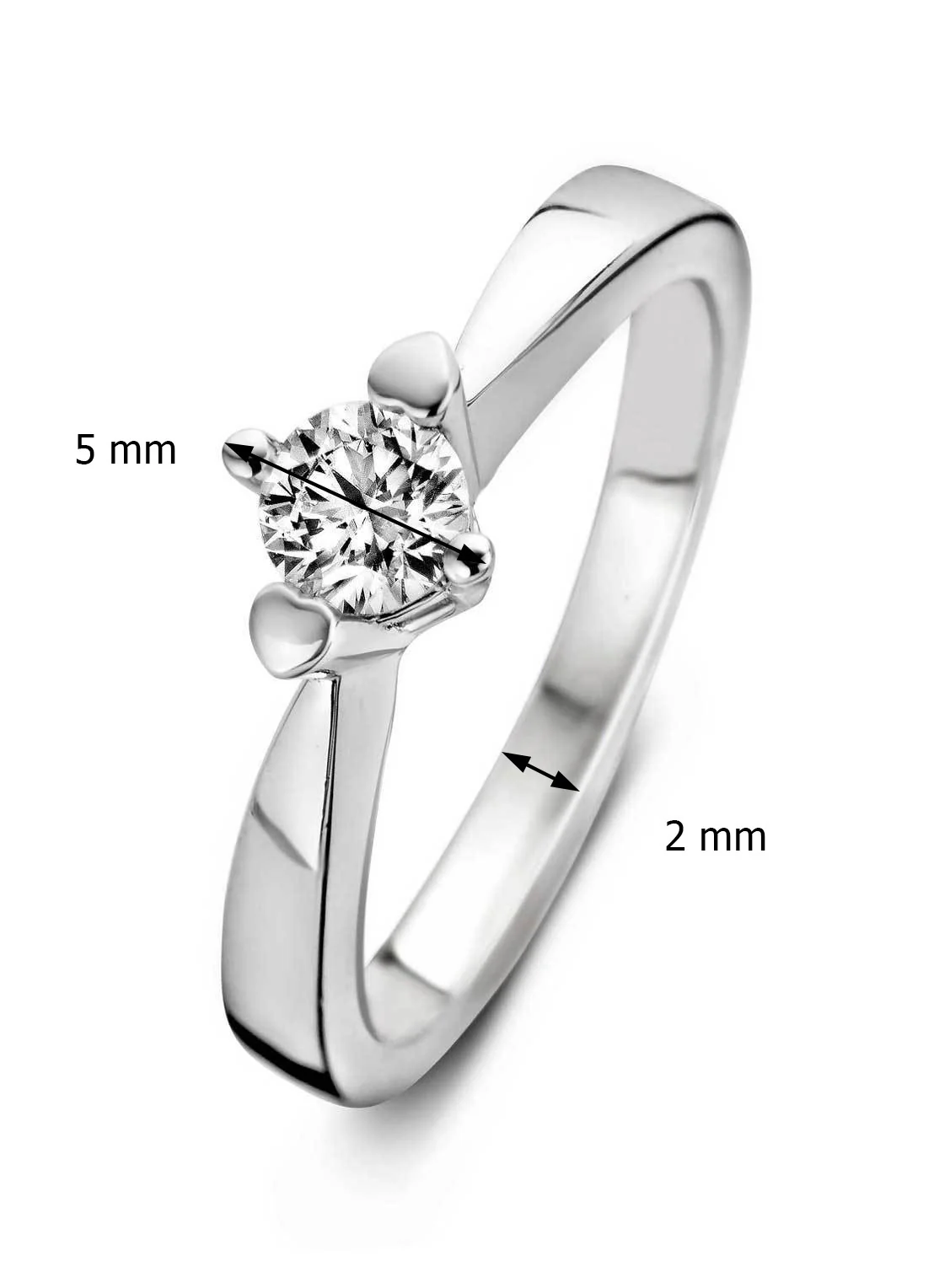 Witgouden ring, 0.16 ct diamant, Hearts & Arrows - Image 4