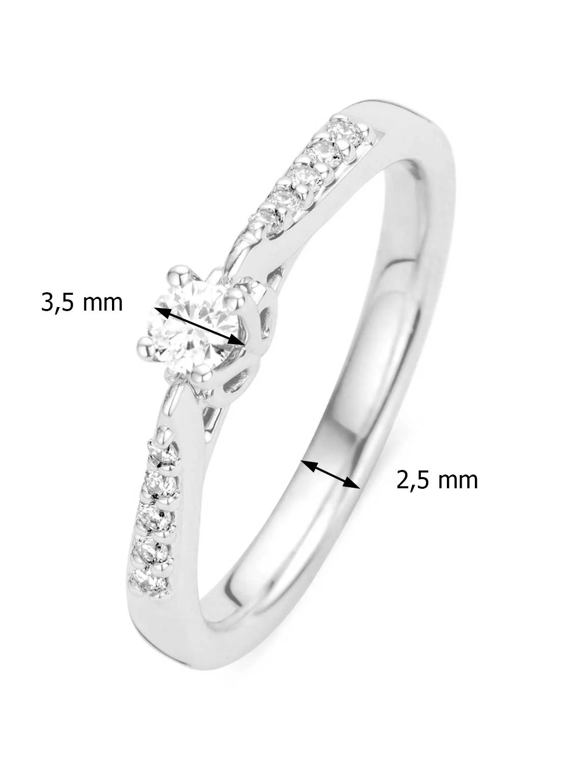 Witgouden ring, 0.18 ct diamant, Hearts & Arrows - Image 2
