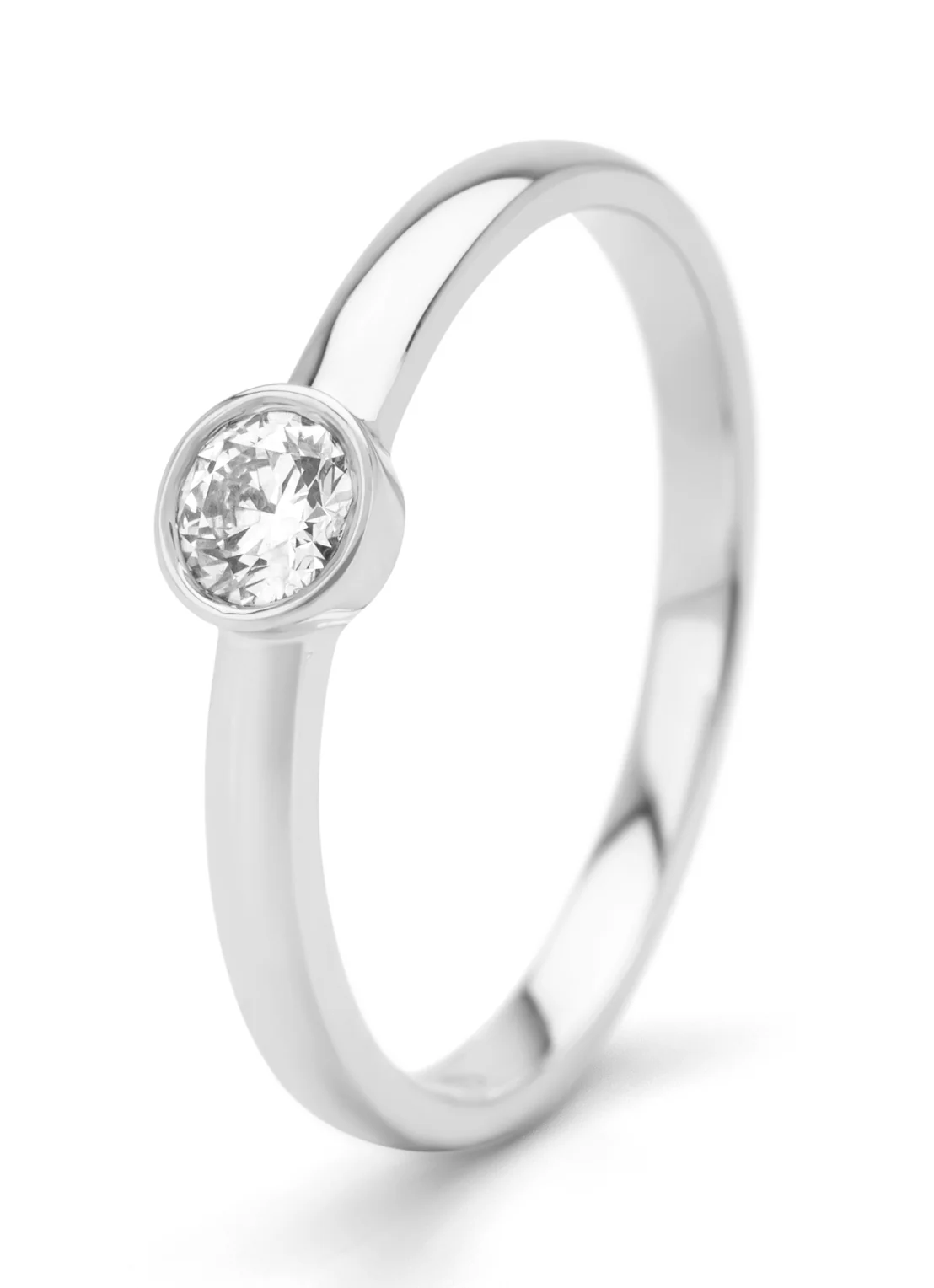 Witgouden ring, 0.20 ct diamant, Hearts & Arrows