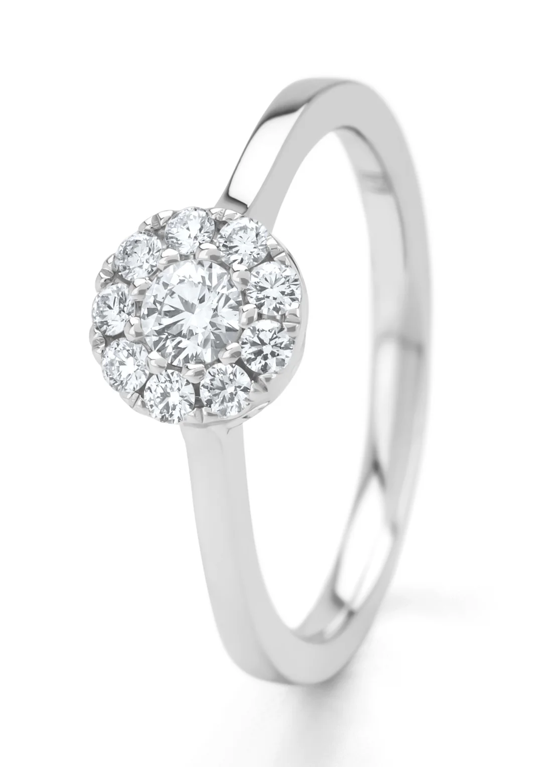 Witgouden ring, 0.30 ct diamant, Hearts & Arrows