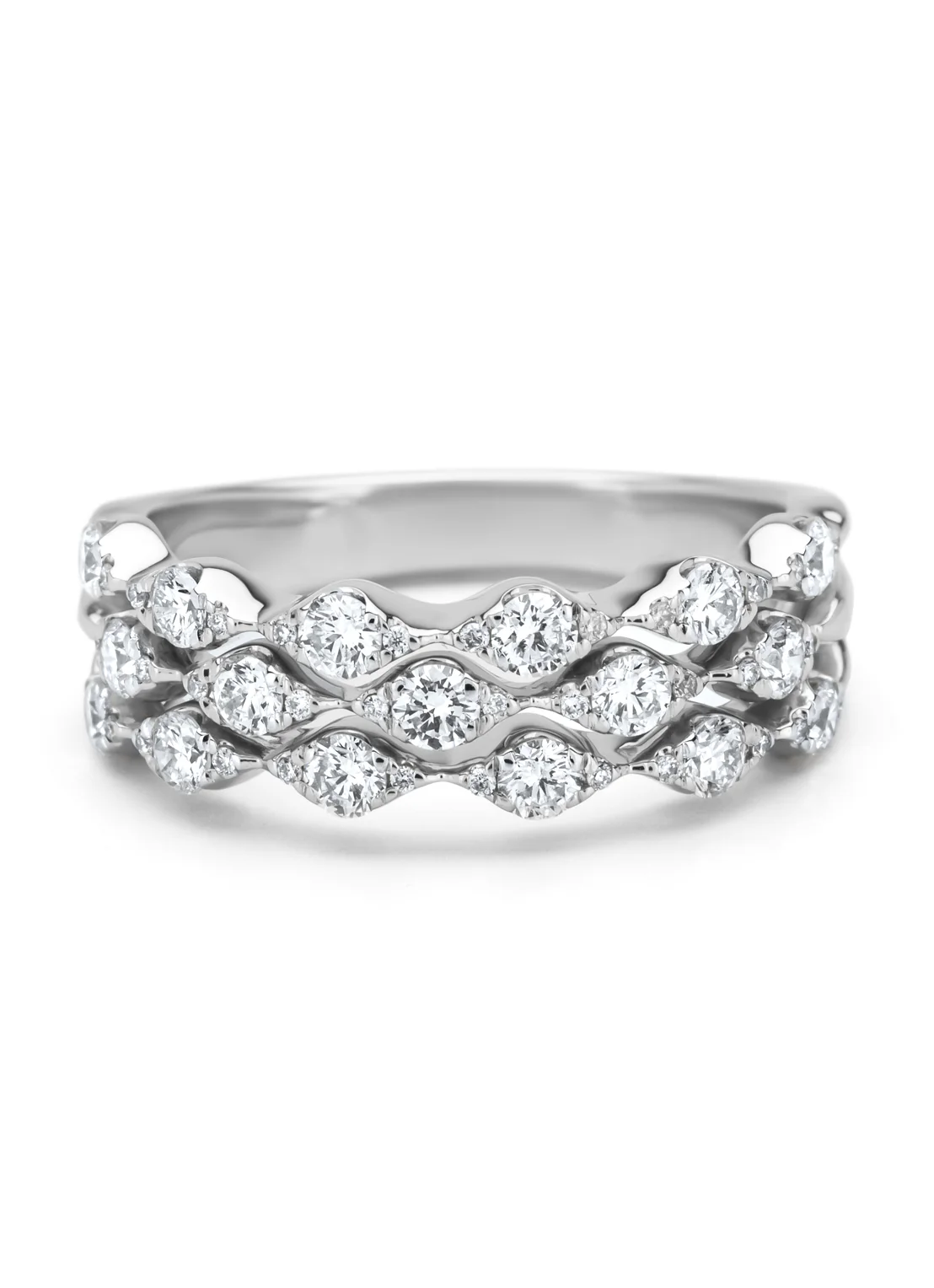 Witgouden ring, 0.75 ct diamant, Caviar - Image 4