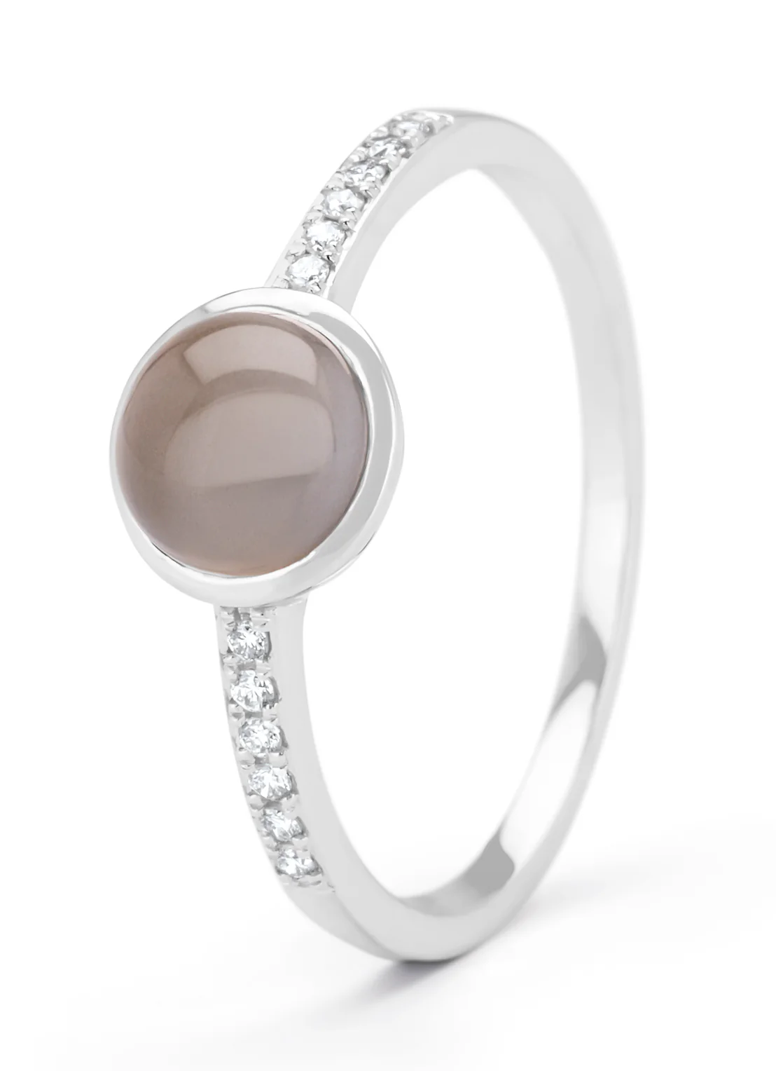 Witgouden ring, 0.96 ct maansteen, Little Drops