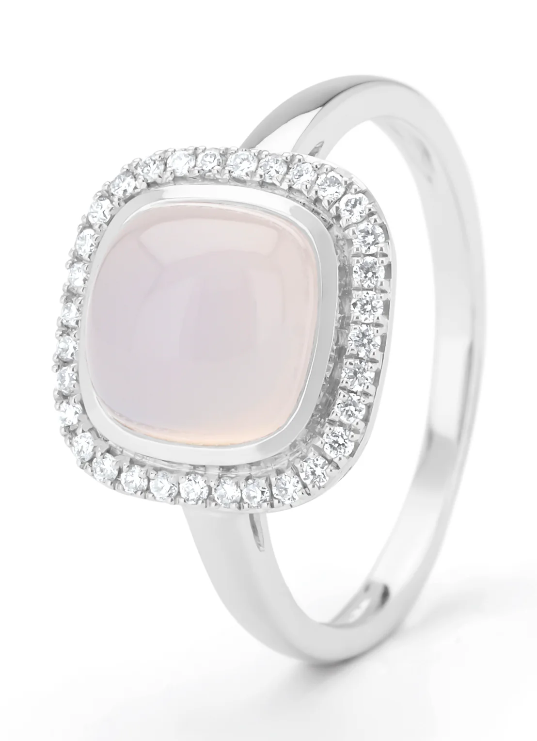 Witgouden ring, 2.45 ct blauwe chalcedoon, Little Drops