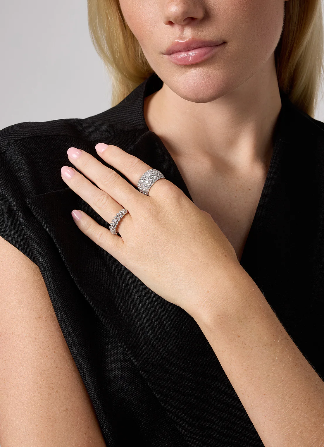 Witgouden ring, 3.28 ct diamant, Caviar - Image 8