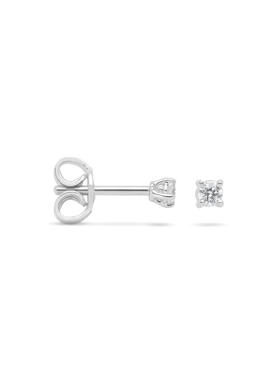 Witgouden solitair oorstekers, 0.04 ct diamant, Groeibriljant