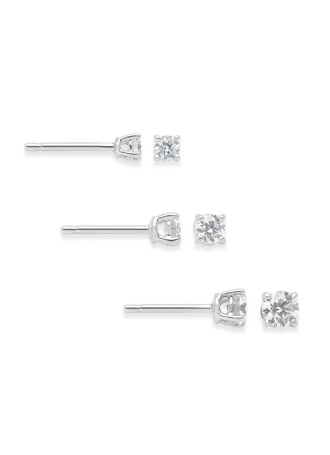 Witgouden solitair oorstekers, 0.12 ct diamant, Groeibriljant - Image 4