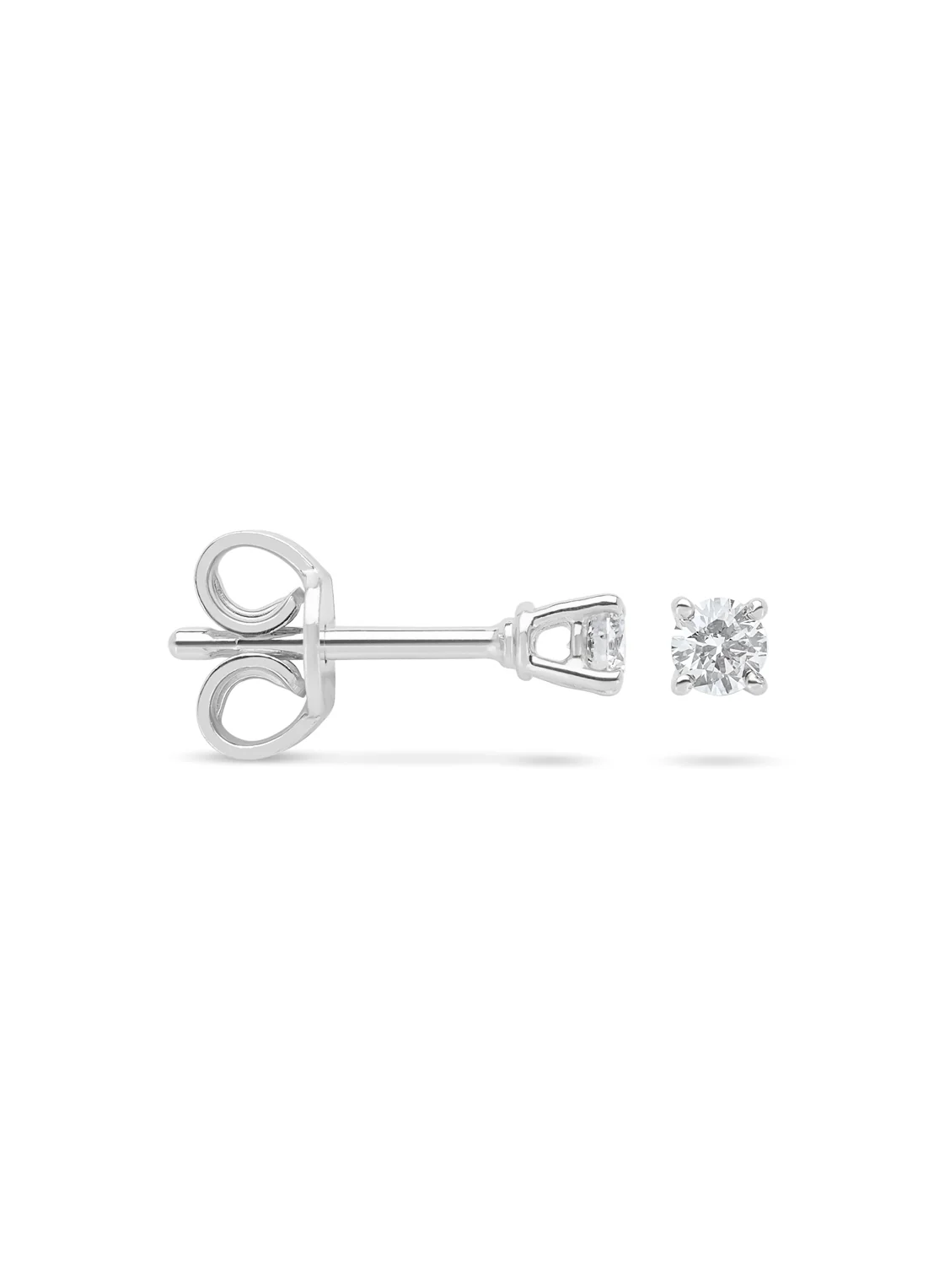 Witgouden solitair oorstekers, 0.14 ct diamant, Groeibriljant