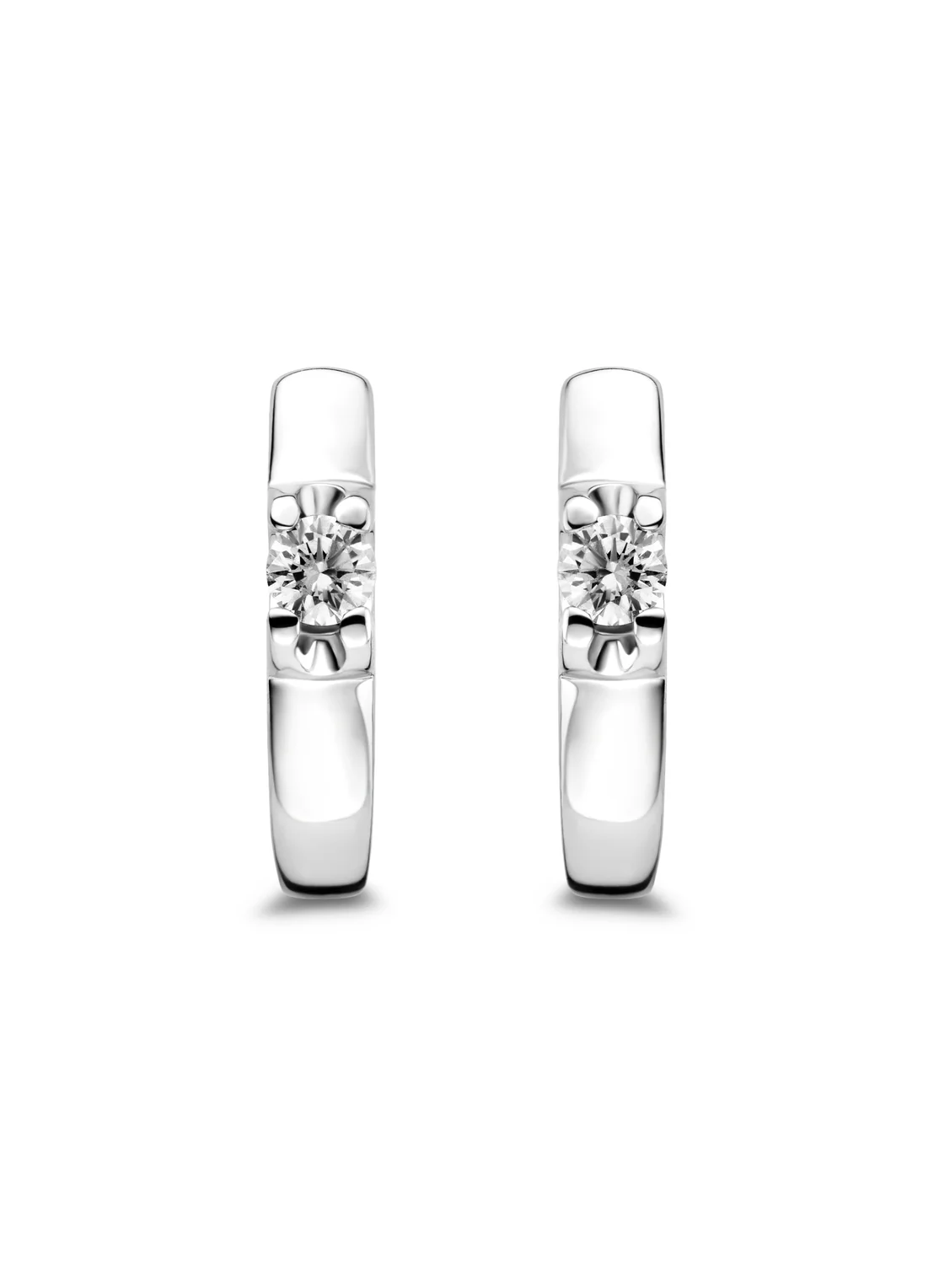 Witgouden solitair oorstekers, 0.18 ct diamant, Groeibriljant