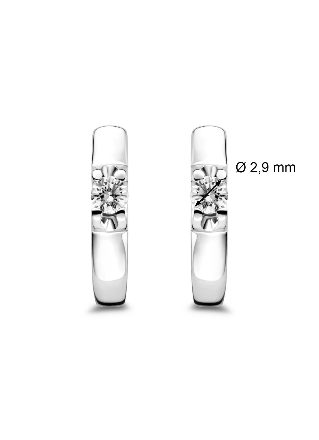 Witgouden solitair oorstekers, 0.18 ct diamant, Groeibriljant - Image 2