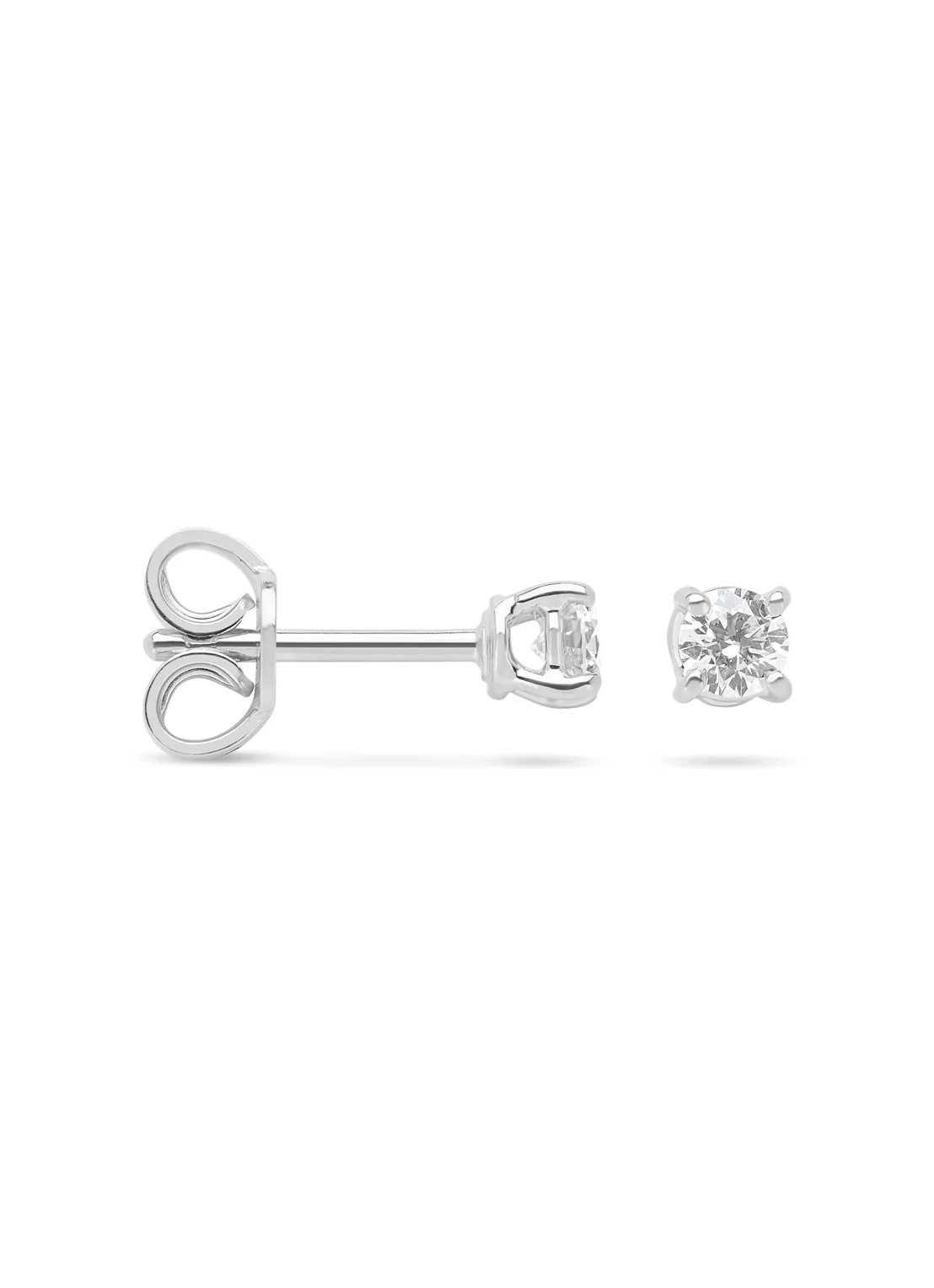 Witgouden solitair oorstekers, 0.26 ct diamant, Groeibriljant