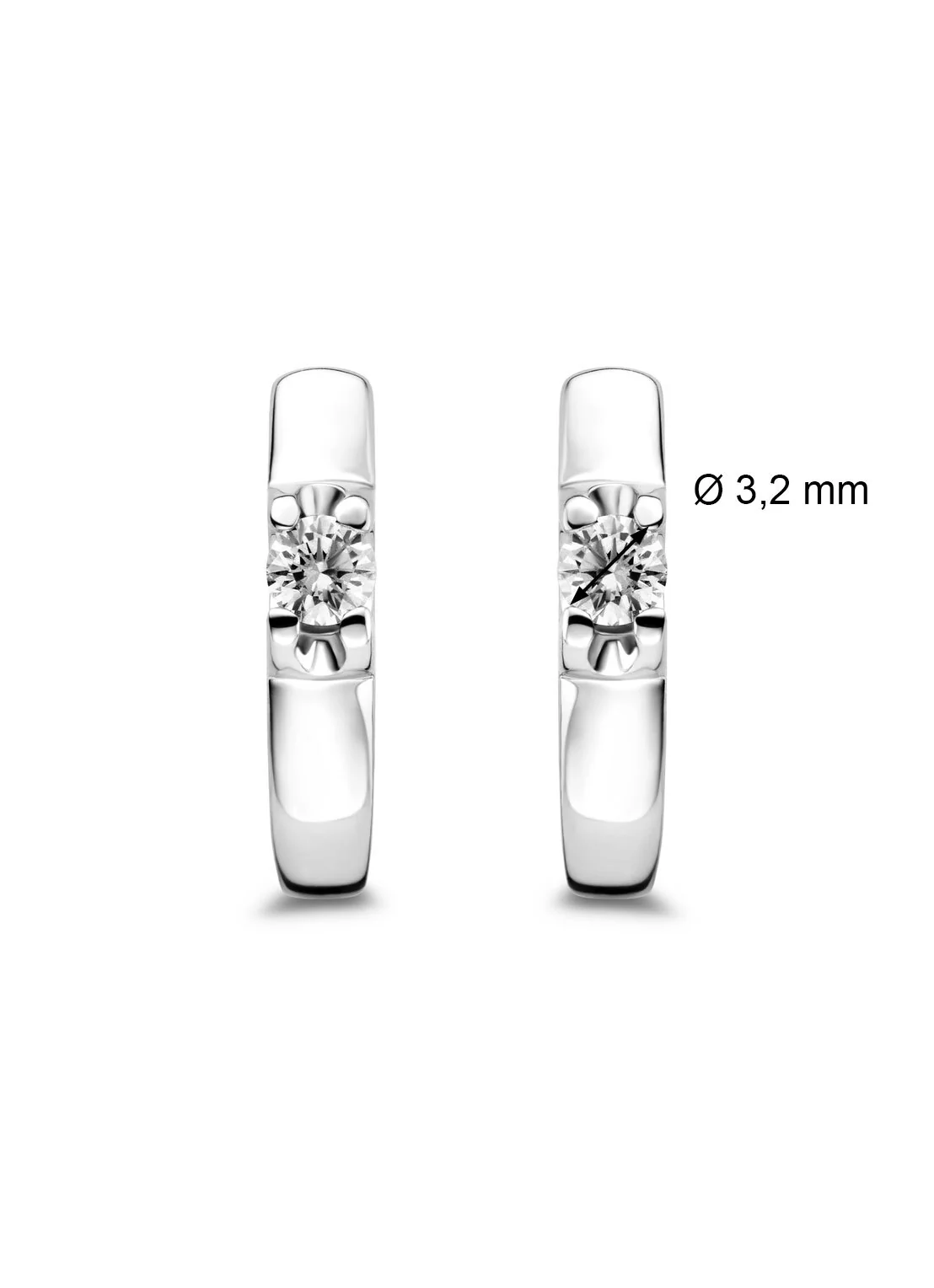 Witgouden solitair oorstekers, 0.26 ct diamant, Groeibriljant - Image 2