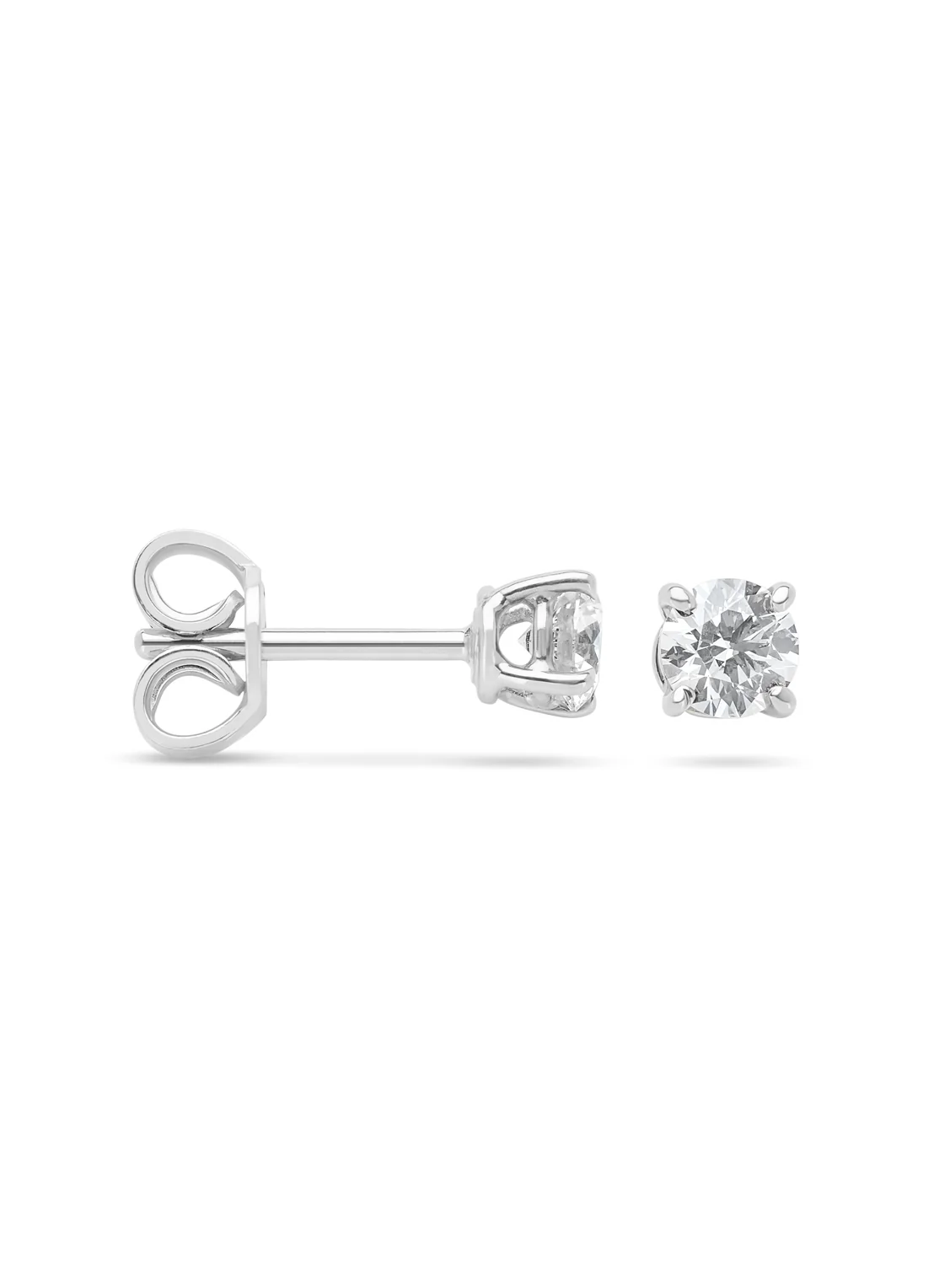 Witgouden solitair oorstekers, 0.46 ct diamant, Groeibriljant