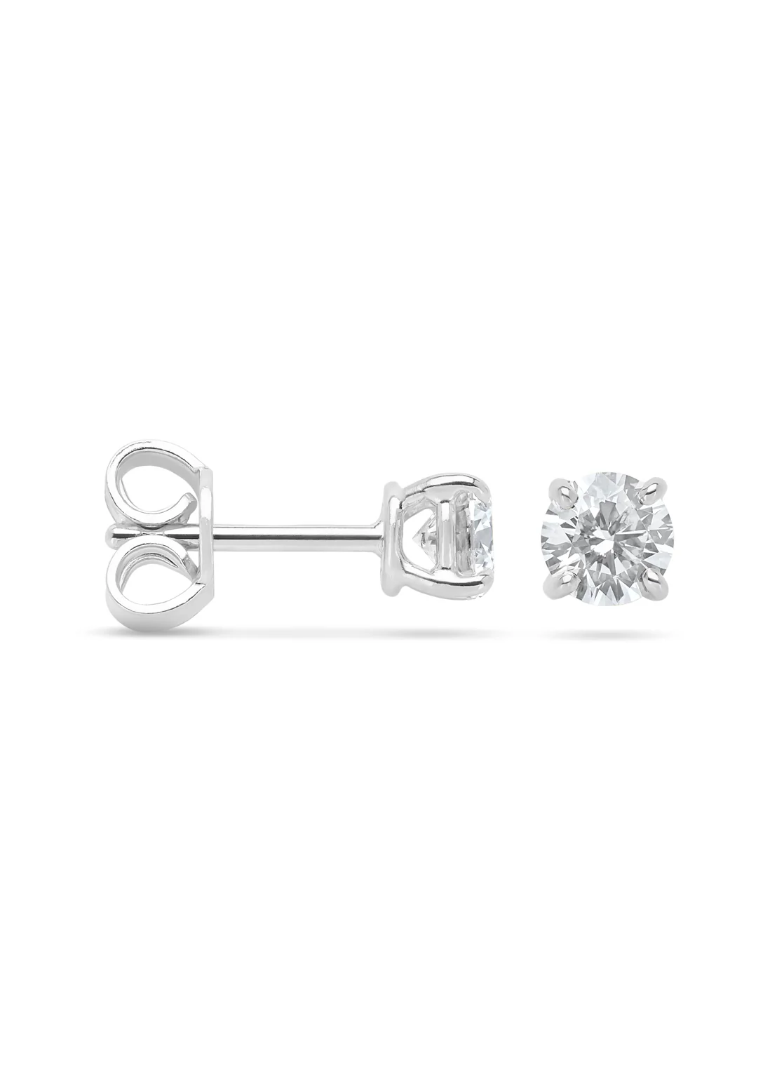 Witgouden solitair oorstekers, 0.78 ct diamant, Groeibriljant