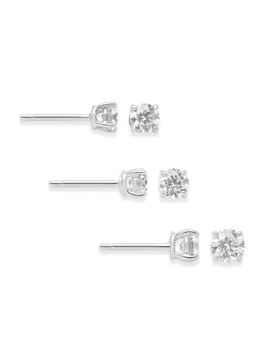 Witgouden solitair oorstekers, 0.80 ct diamant, Groeibriljant - Image 2