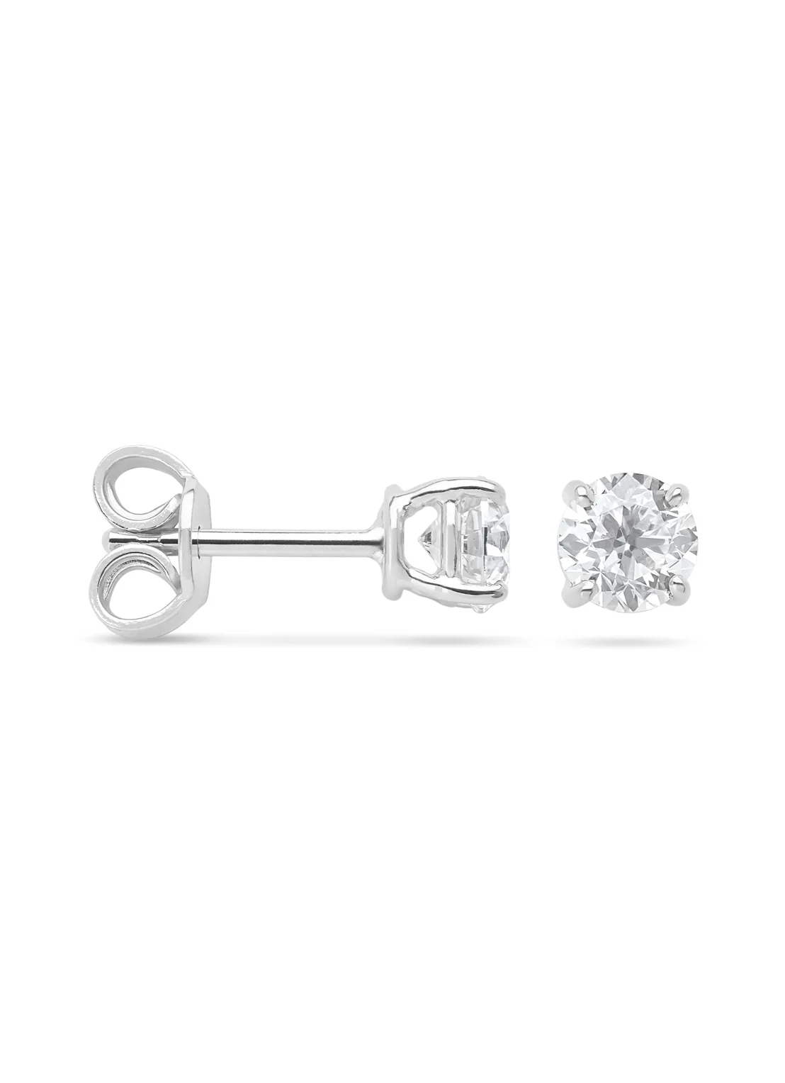 Witgouden solitair oorstekers, 0.90 ct diamant, Groeibriljant