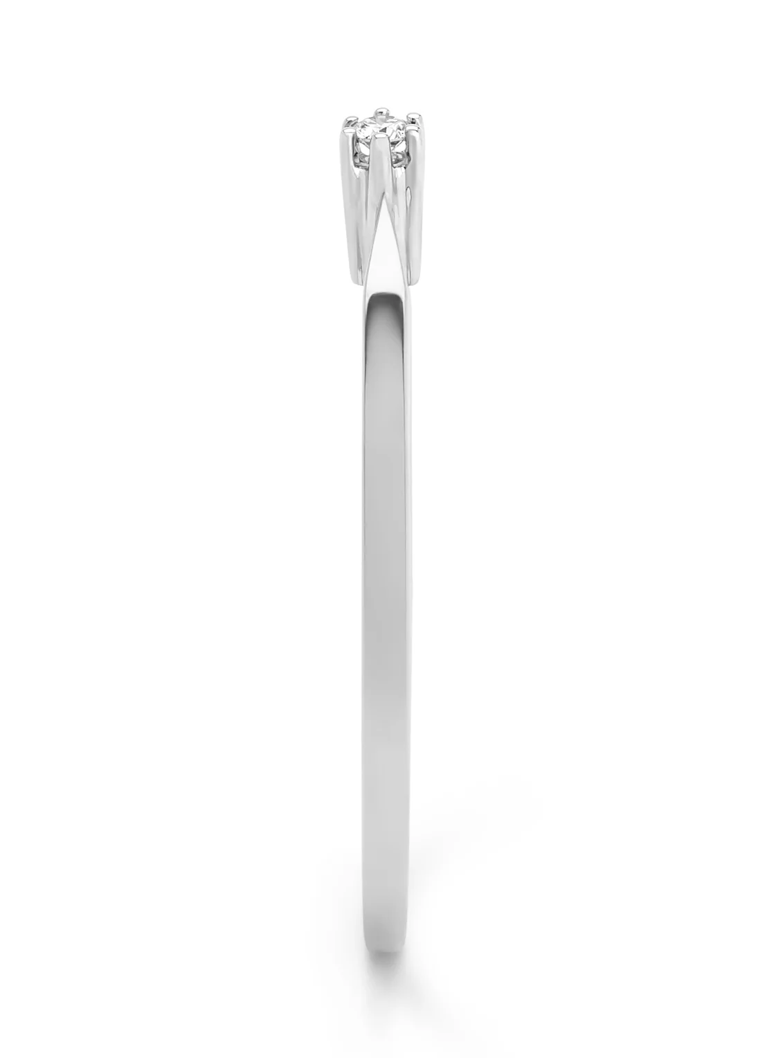 Witgouden solitairring, 0.02 ct diamant, Groeibriljant - Image 4