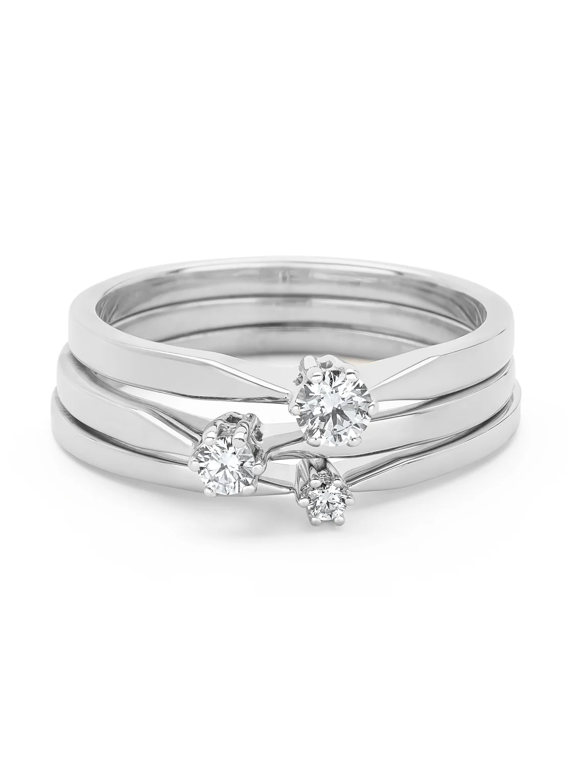 Witgouden solitairring, 0.08 ct diamant, Groeibriljant - Image 5