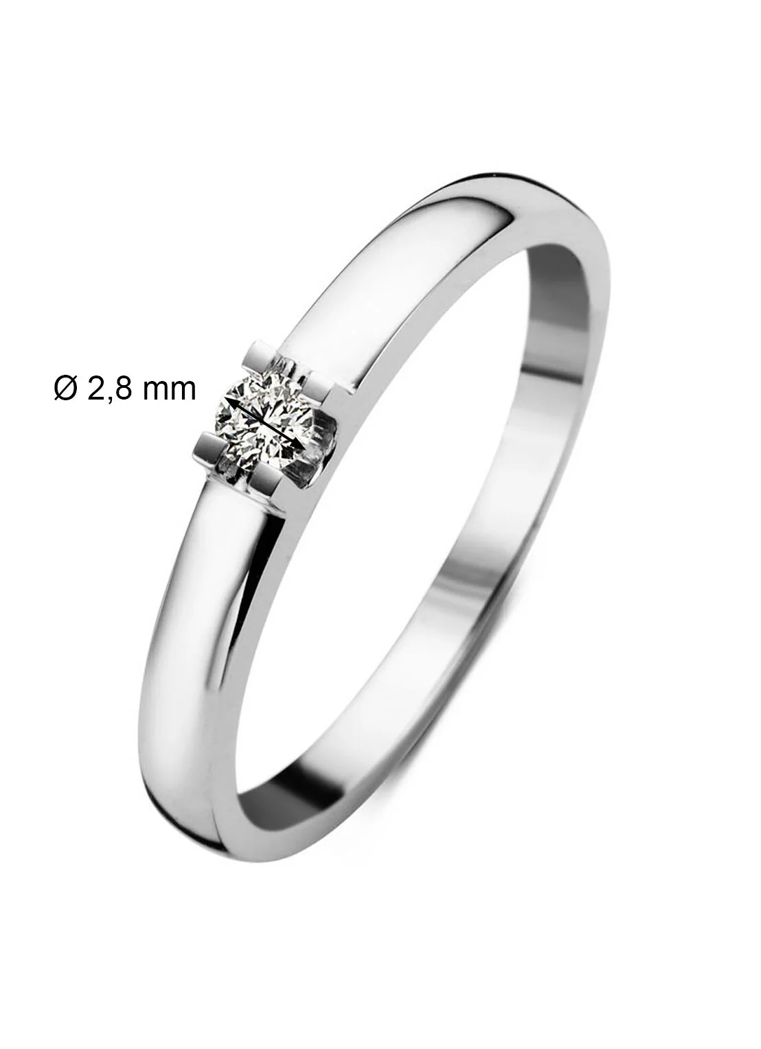 Witgouden solitairring, 0.08 ct diamant, Groeibriljant - Image 2