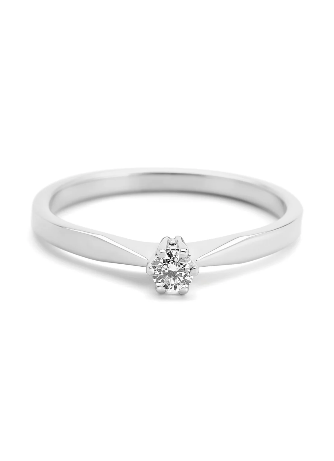 Witgouden solitairring, 0.11 ct diamant, Groeibriljant - Image 3