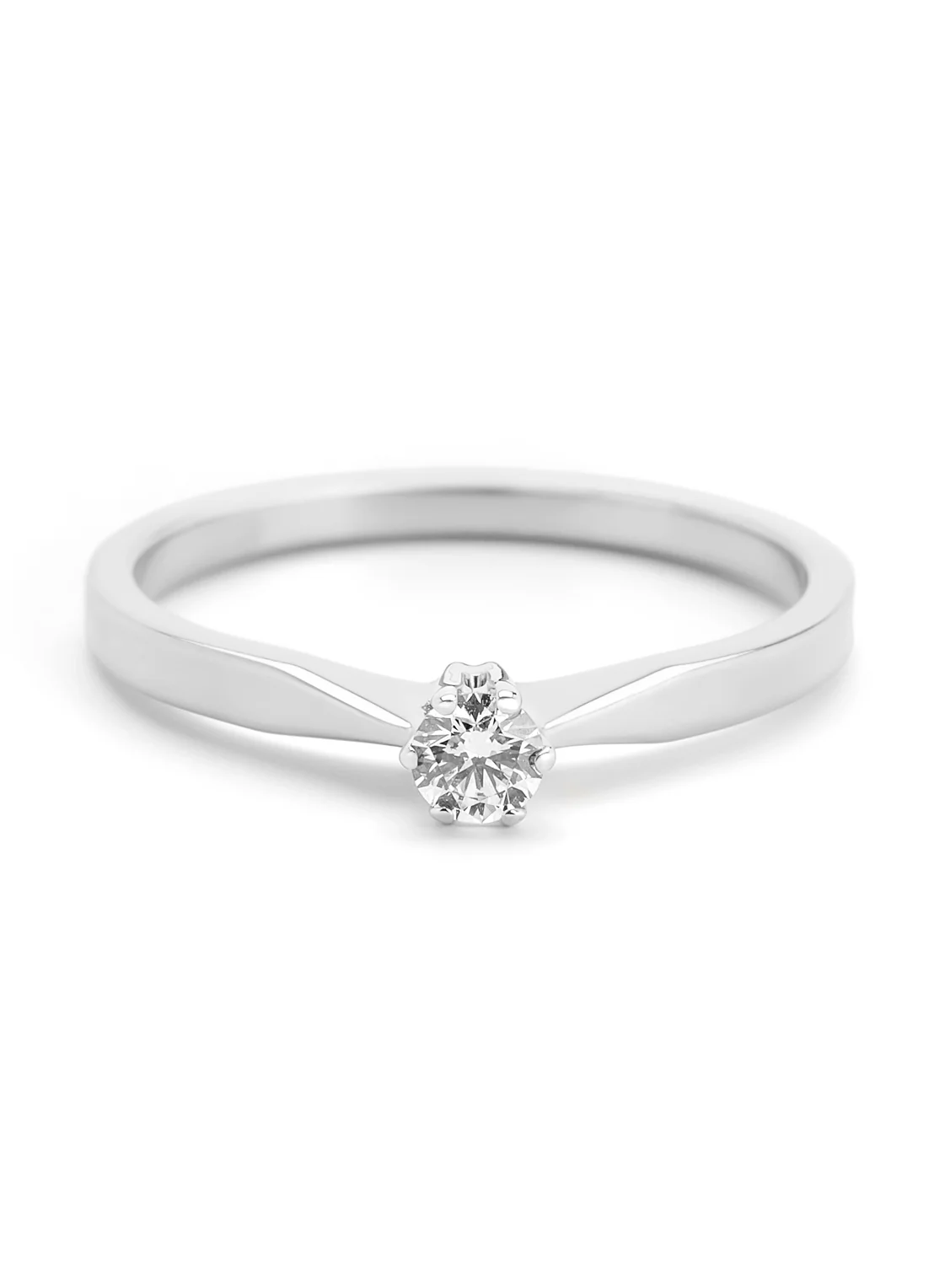 Witgouden solitairring, 0.12 ct diamant, Groeibriljant - Image 3