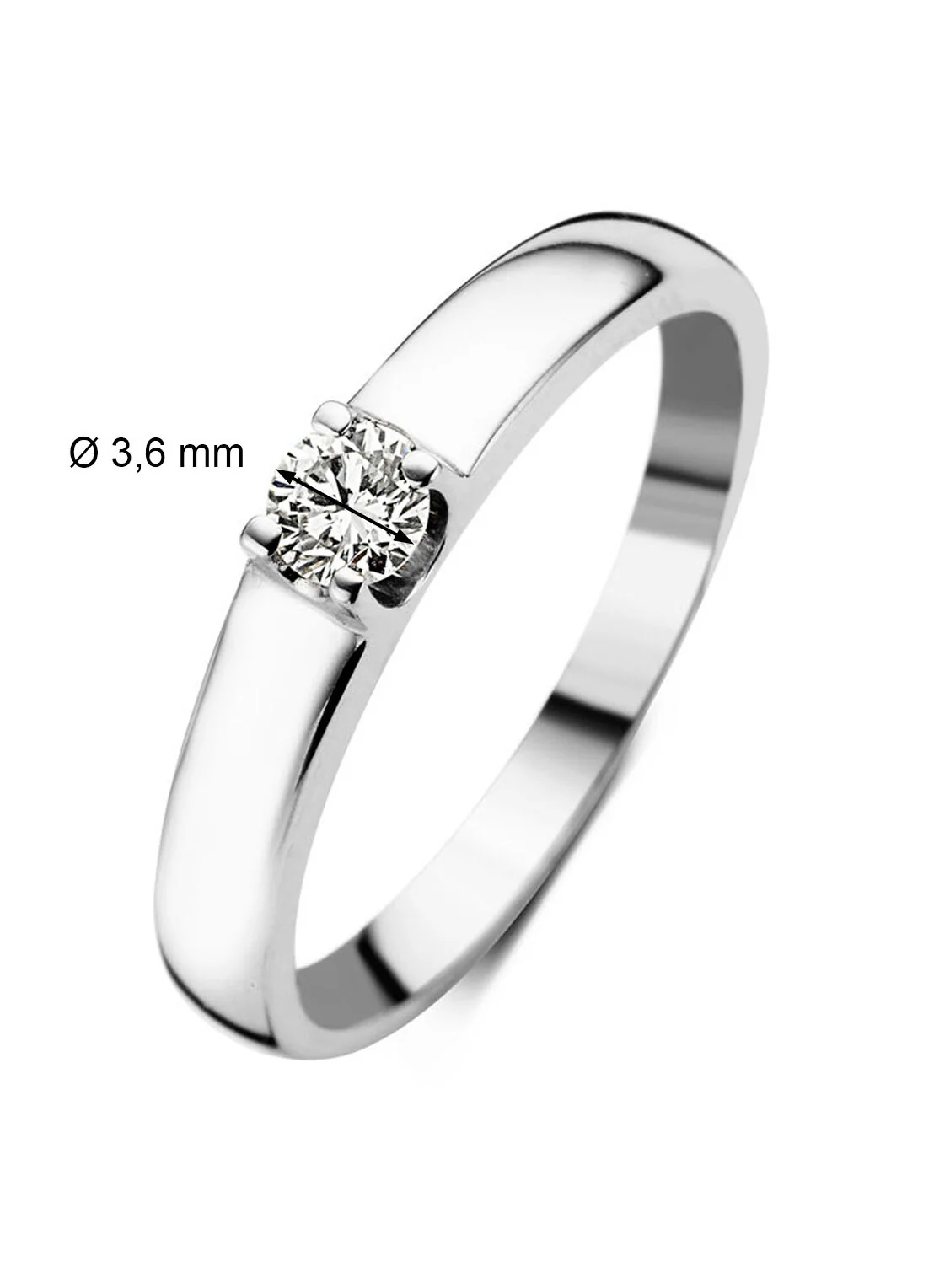 Witgouden solitairring, 0.17 ct diamant, Groeibriljant - Image 2