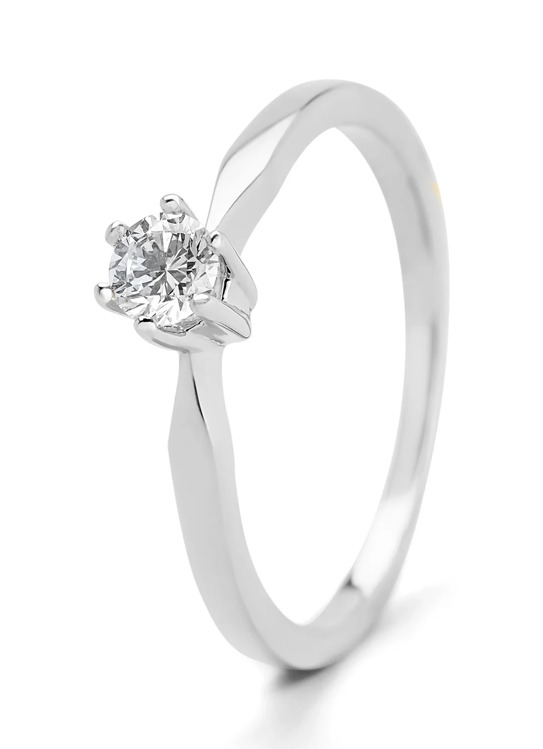 Witgouden solitairring, 0.22 ct diamant, Groeibriljant