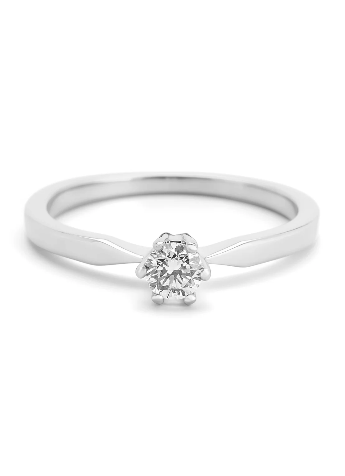 Witgouden solitairring, 0.23 ct diamant, Groeibriljant - Image 3